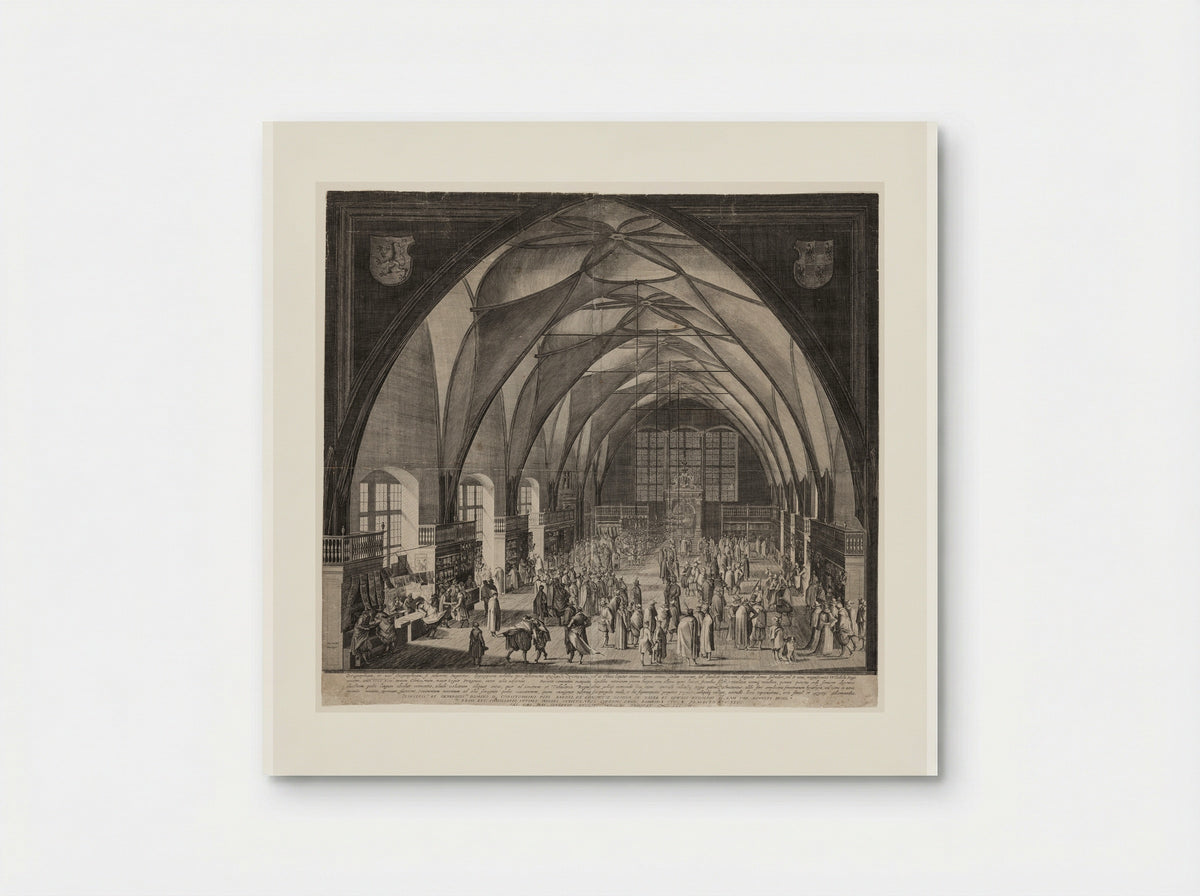The Great Hall of the Castle at Prague, with the Annual Fair - Aegidius Sadeler II - Poster