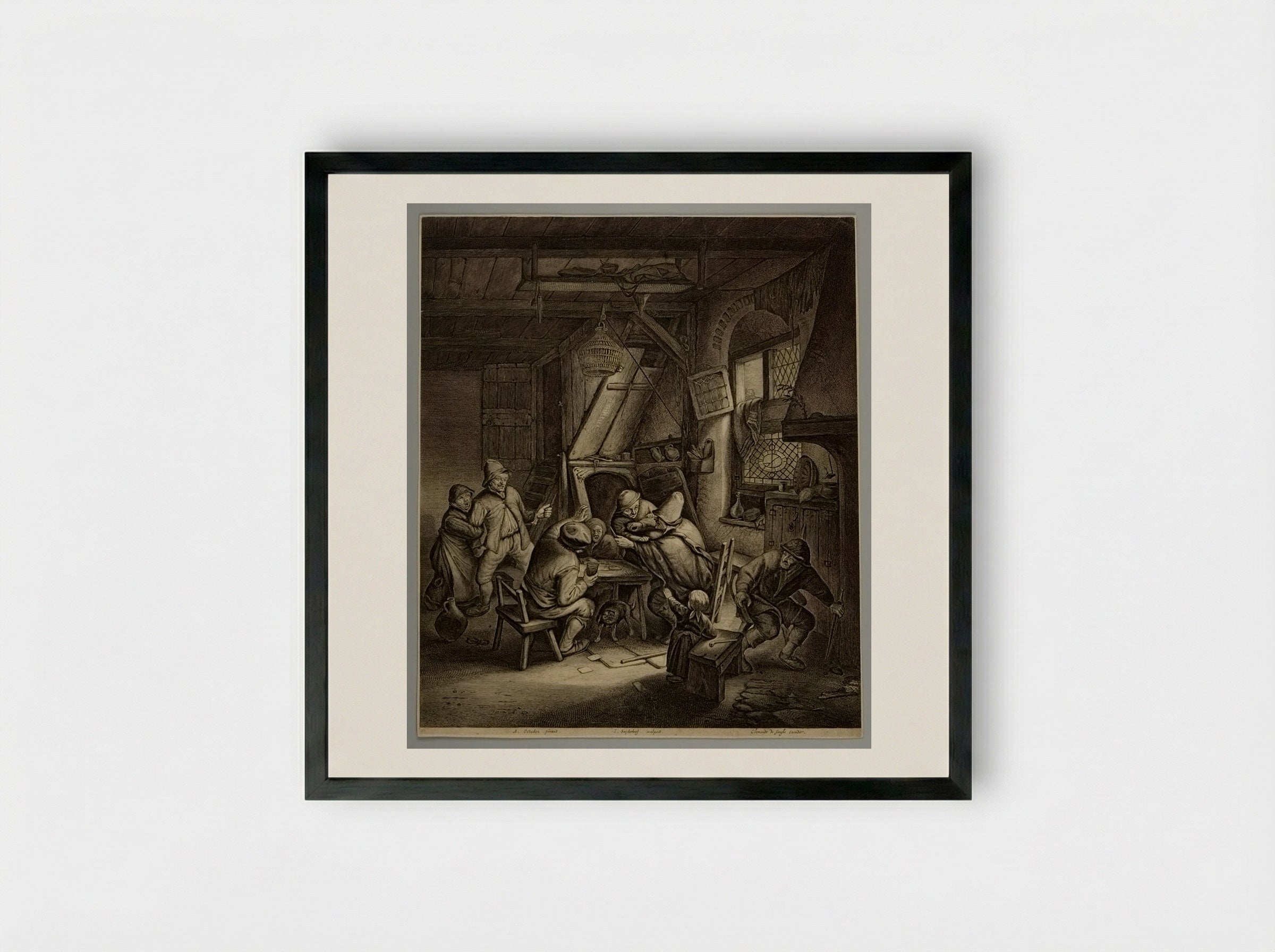 The Great Knife-Fight - Jonas Suyderhoef - Framed Print Black