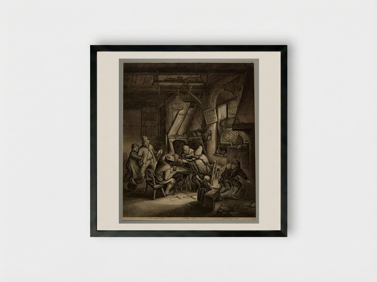 The Great Knife-Fight - Jonas Suyderhoef - Framed Print Black