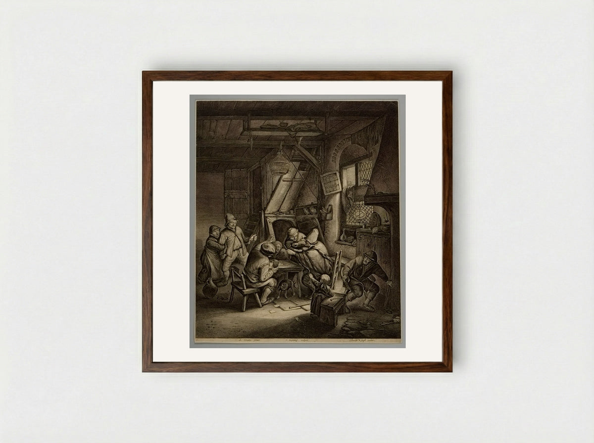 The Great Knife-Fight - Jonas Suyderhoef - Framed Print Dark Wood