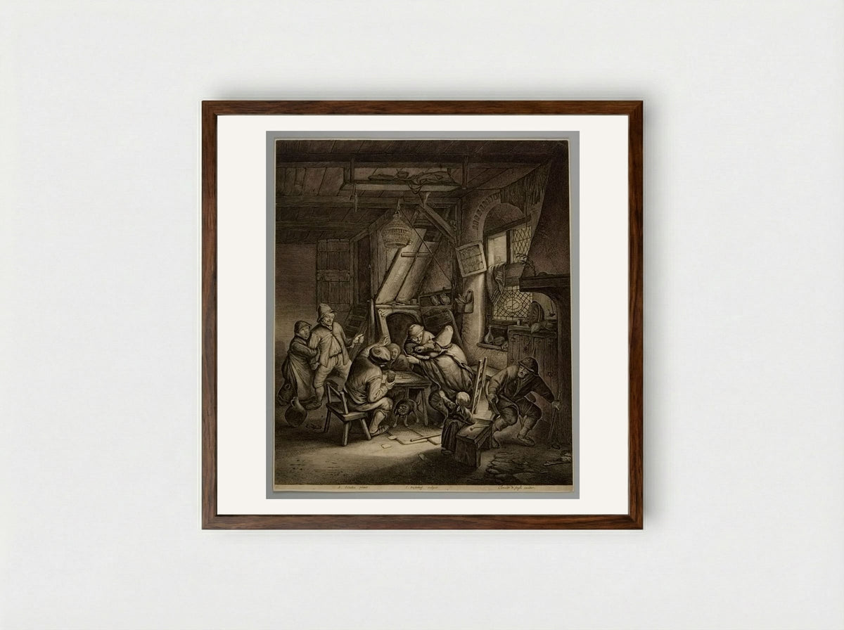 The Great Knife-Fight - Jonas Suyderhoef - Framed Print Dark Wood