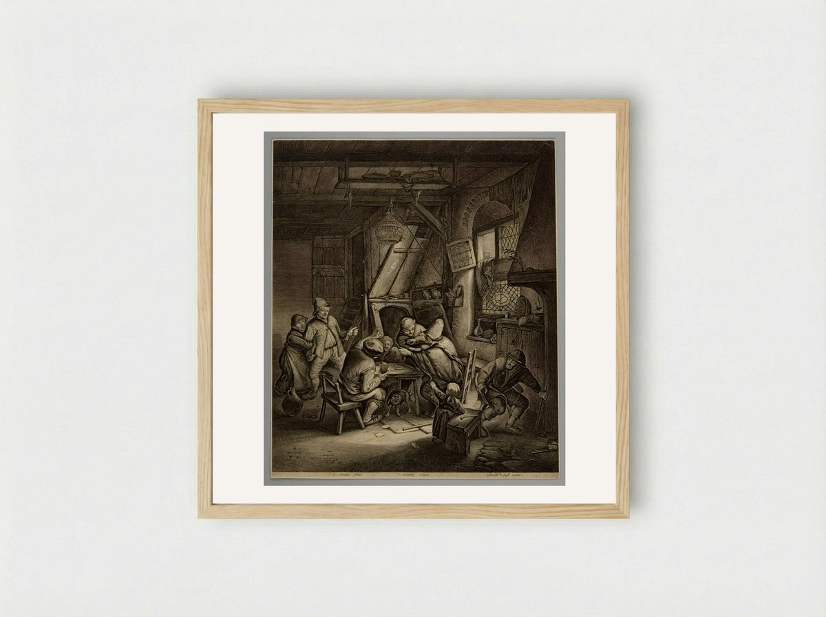 The Great Knife-Fight - Jonas Suyderhoef - Framed Print Wood