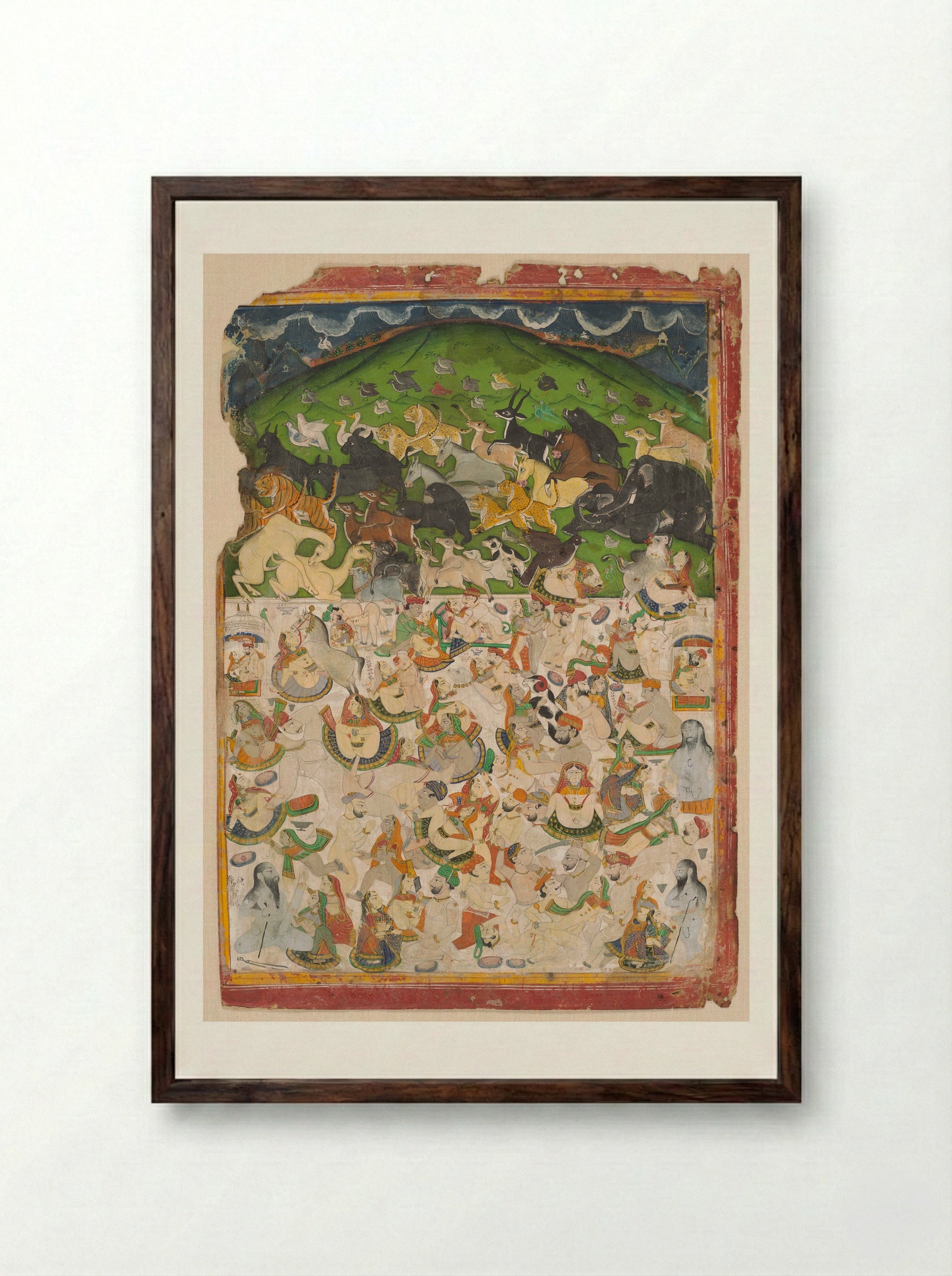 The Great Orgy of Maharao Shatru Sal II - Unknown Artist - Framed Print Dark Wood