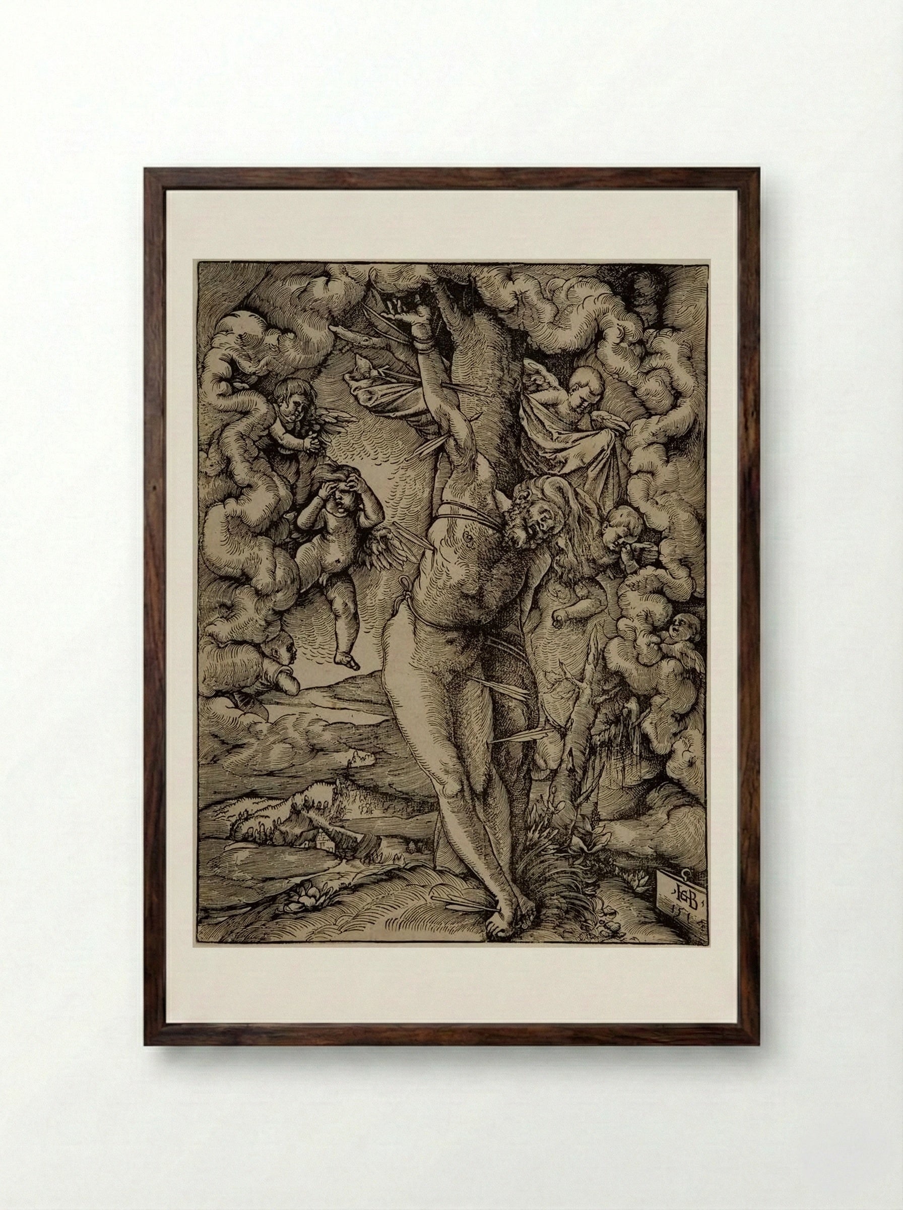 The Great Saint Sebastian - Hans Baldung Grien - Framed Print Dark Wood