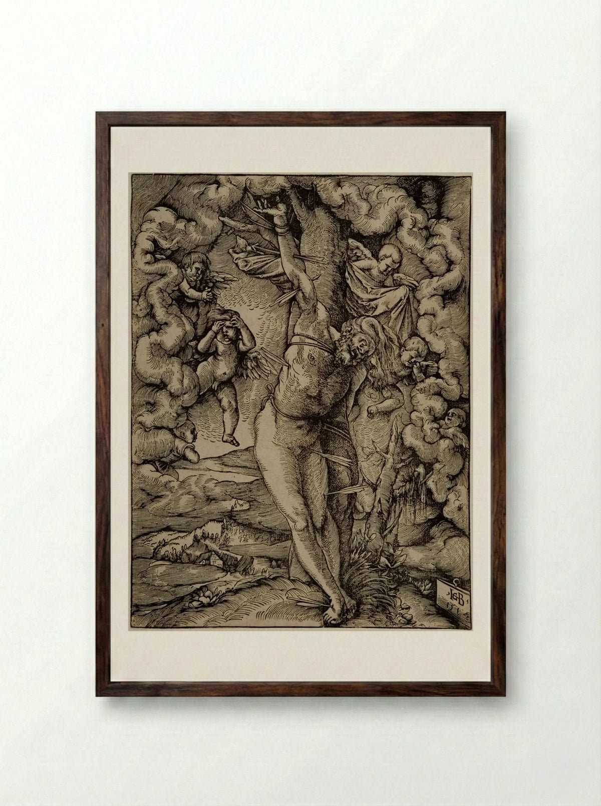 The Great Saint Sebastian - Hans Baldung Grien - Framed Print Dark Wood