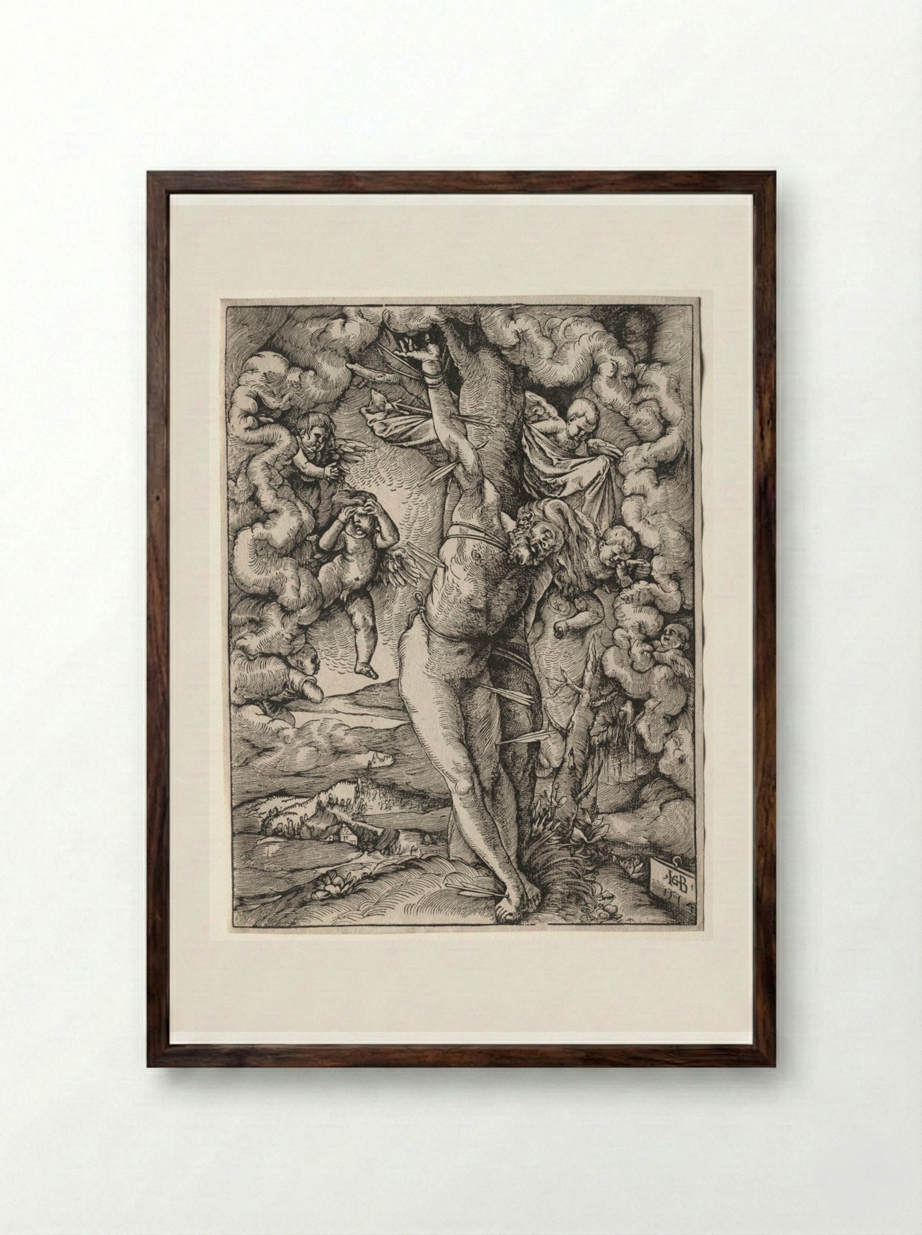 The Great St. Sebastian - Hans Baldung - Framed Print Dark Wood