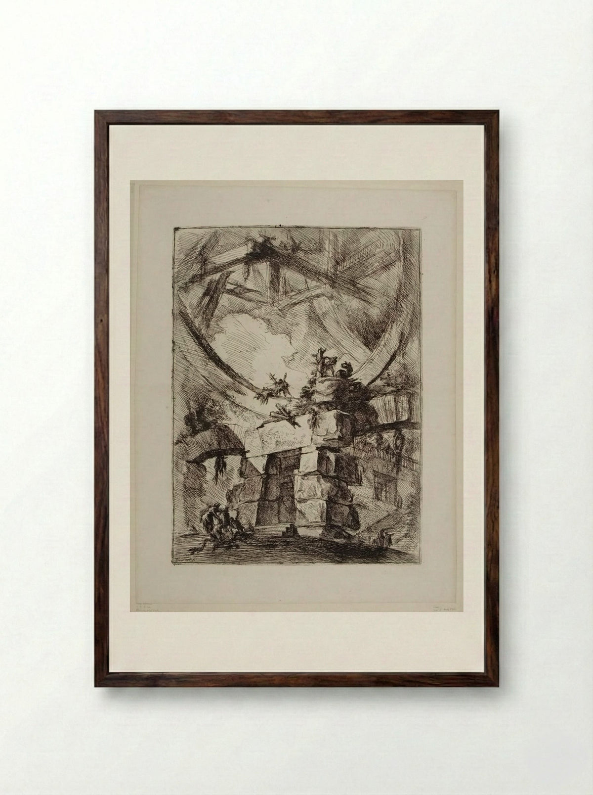 The Great Wheel - Giovanni Battista Piranesi - Framed Print Dark Wood