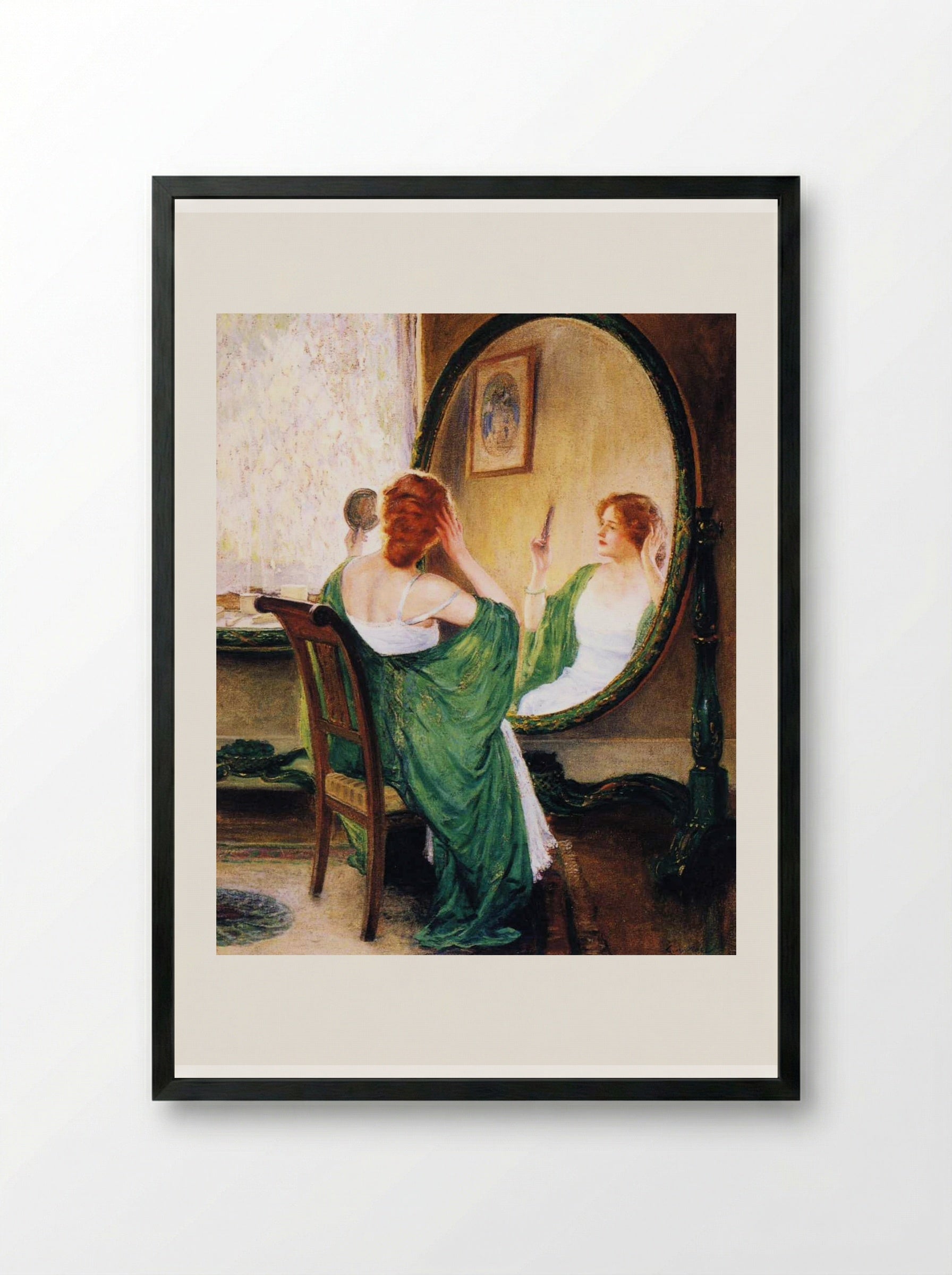 The Green Mirror - Guy Rose - Framed Print Black