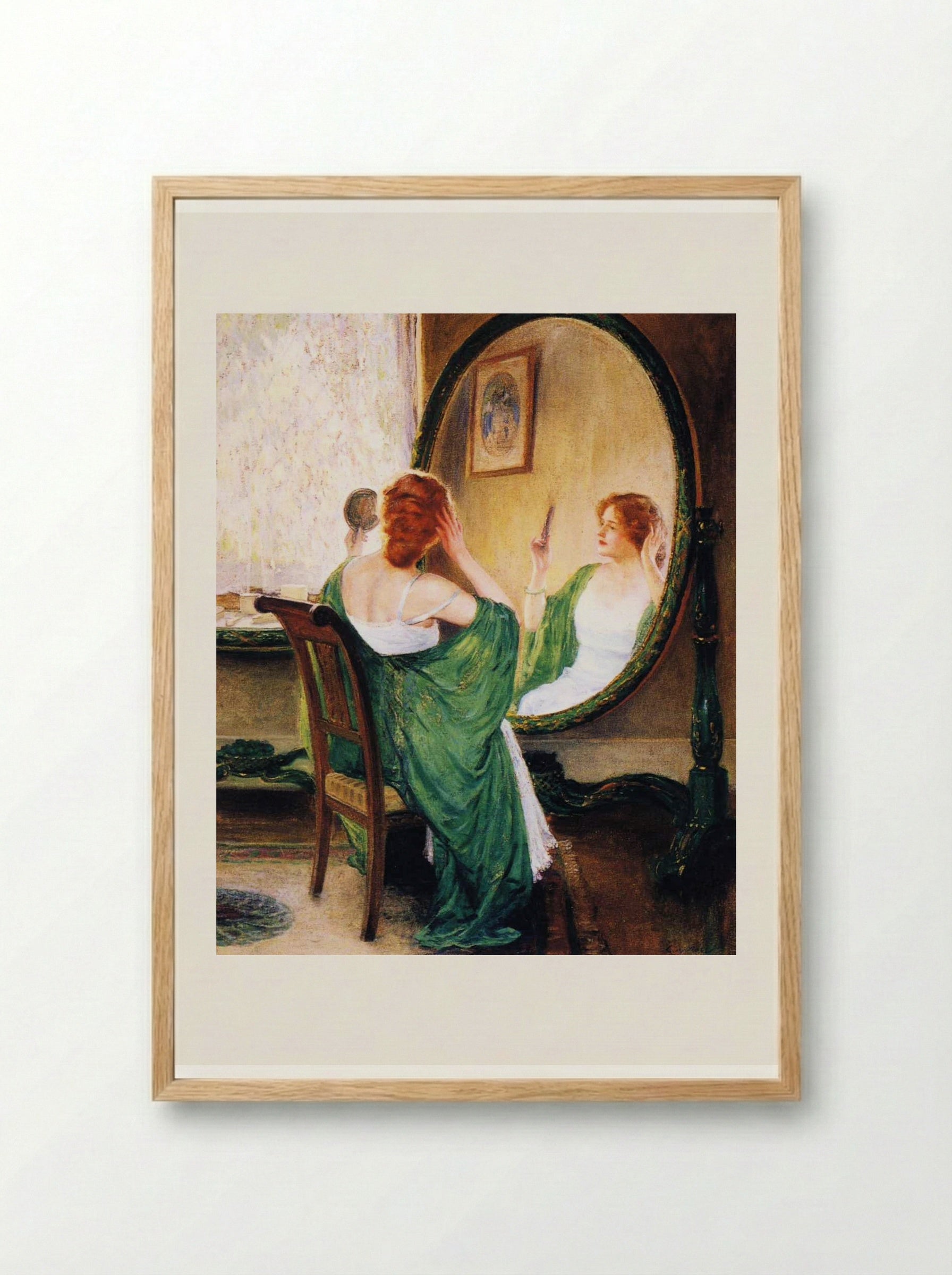 The Green Mirror - Guy Rose - Framed Print Wood