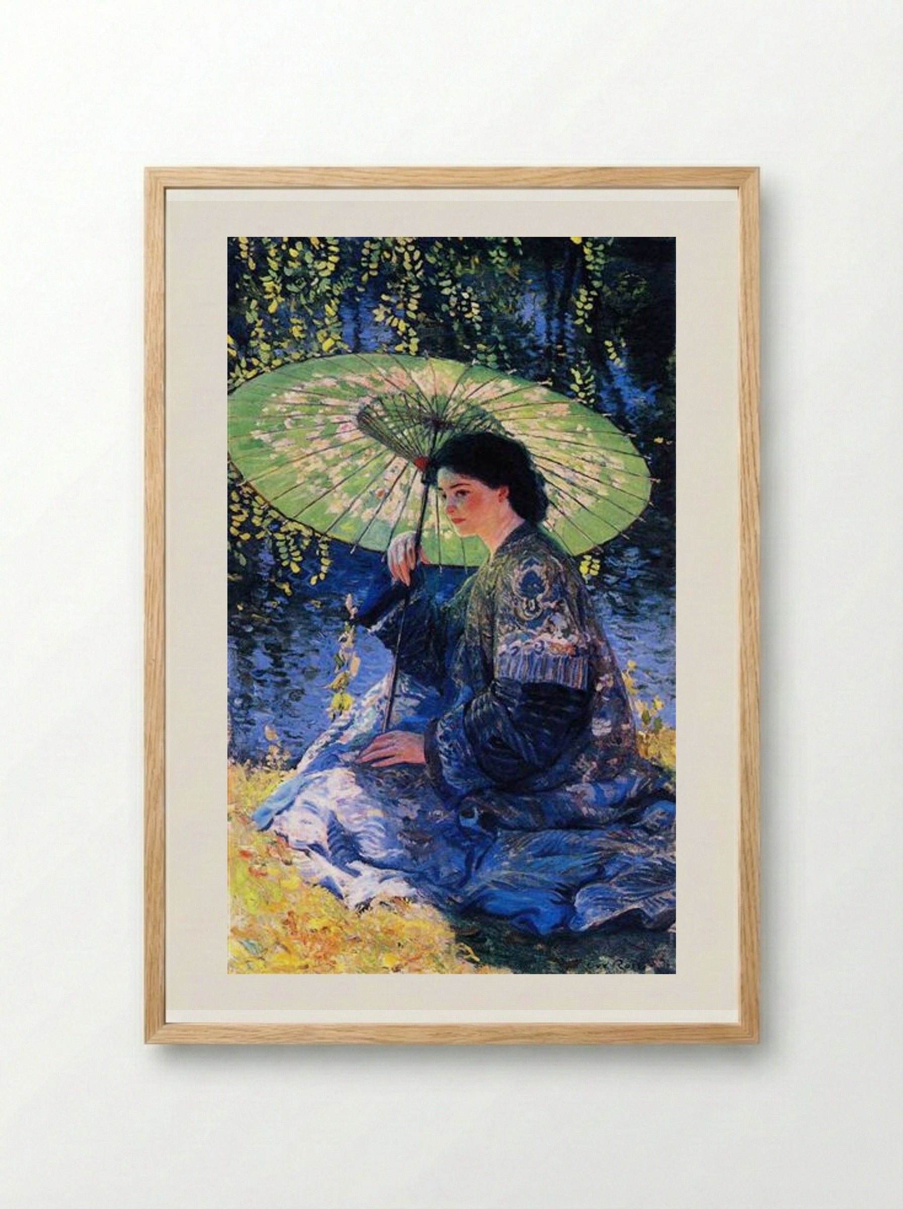 The Green Parasol - Guy Rose - Framed Print Wood