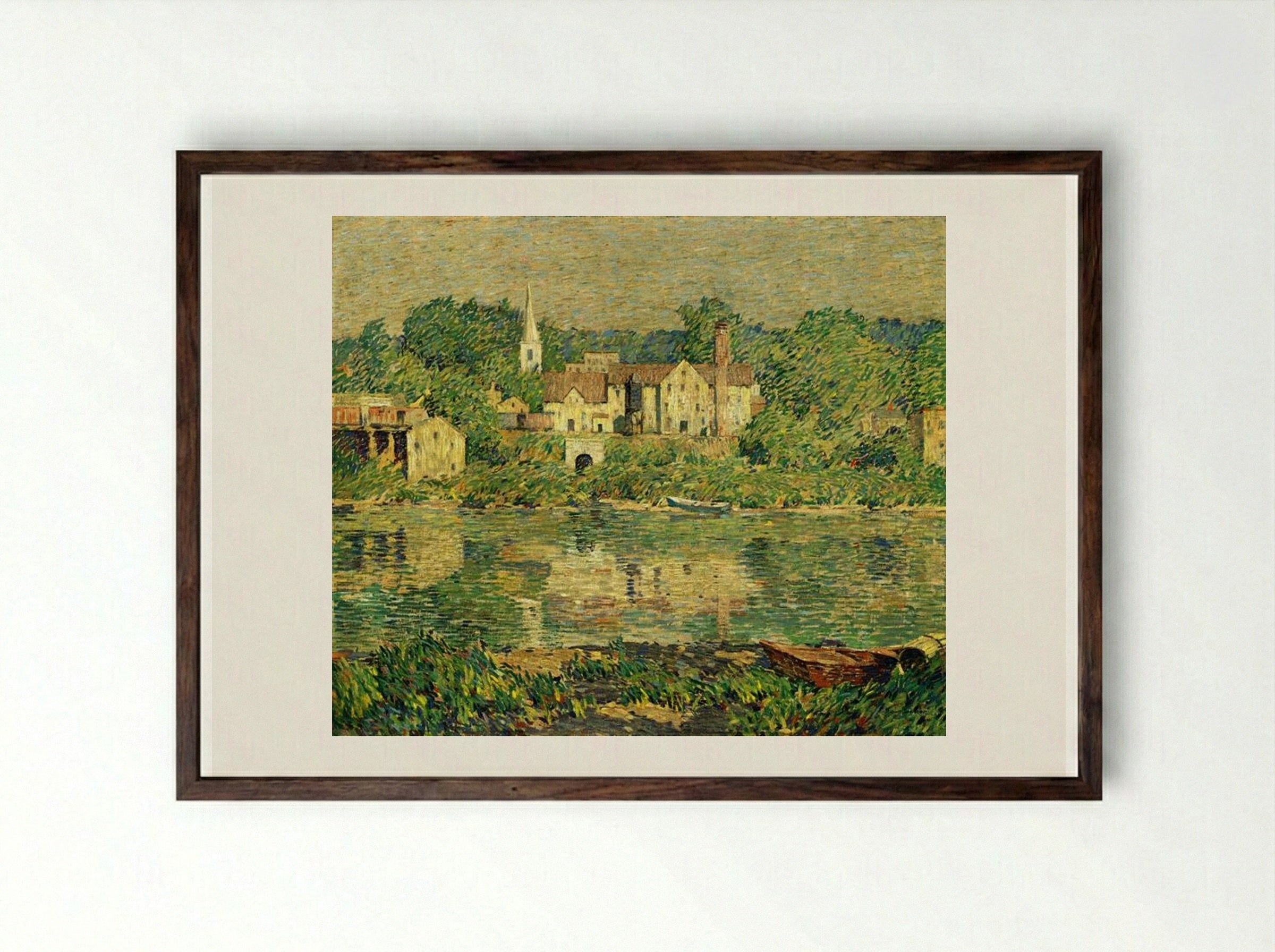 The Green River - Robert Spencer - Framed Print Dark Wood