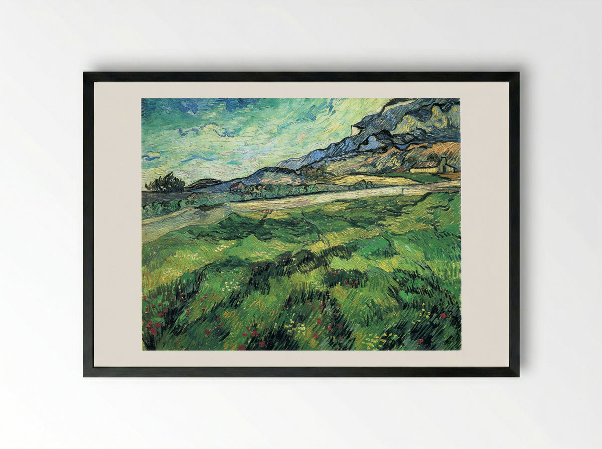 The Green Wheatfield behind the Asylum - Vincent van Gogh - Framed Print Black
