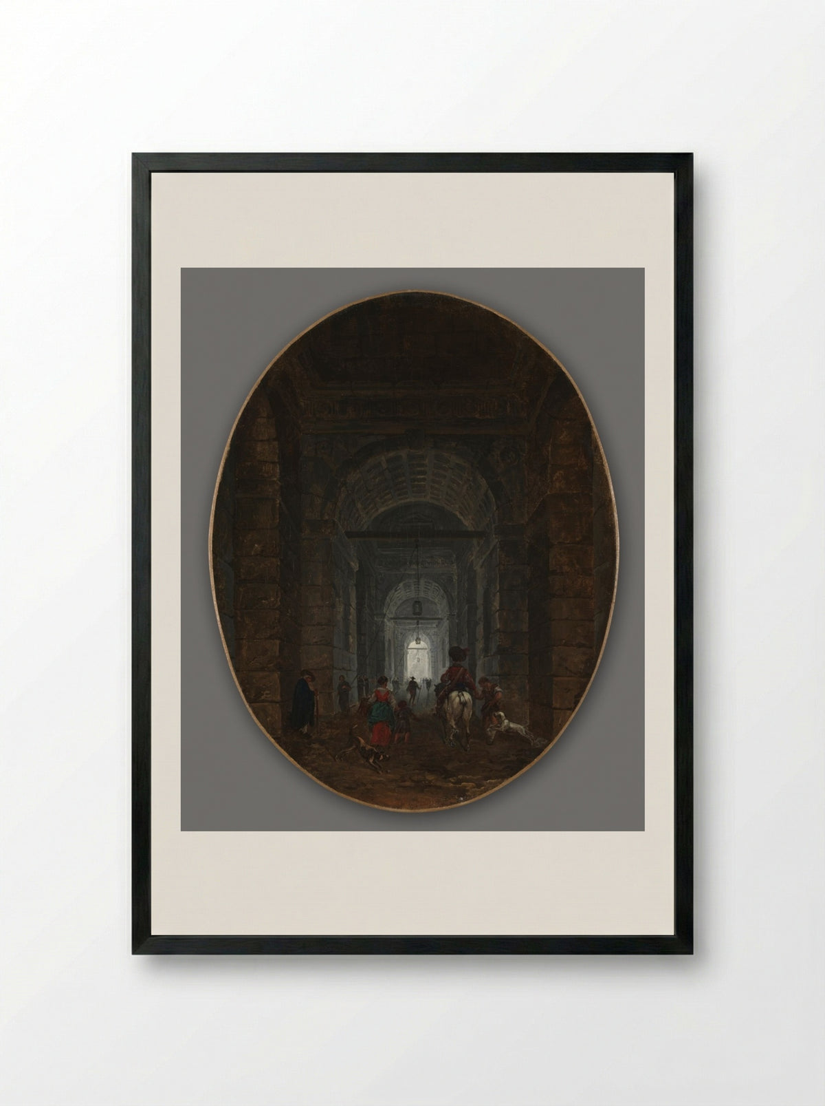 The Grotto of Posillipo - Hubert Robert - Framed Print Black