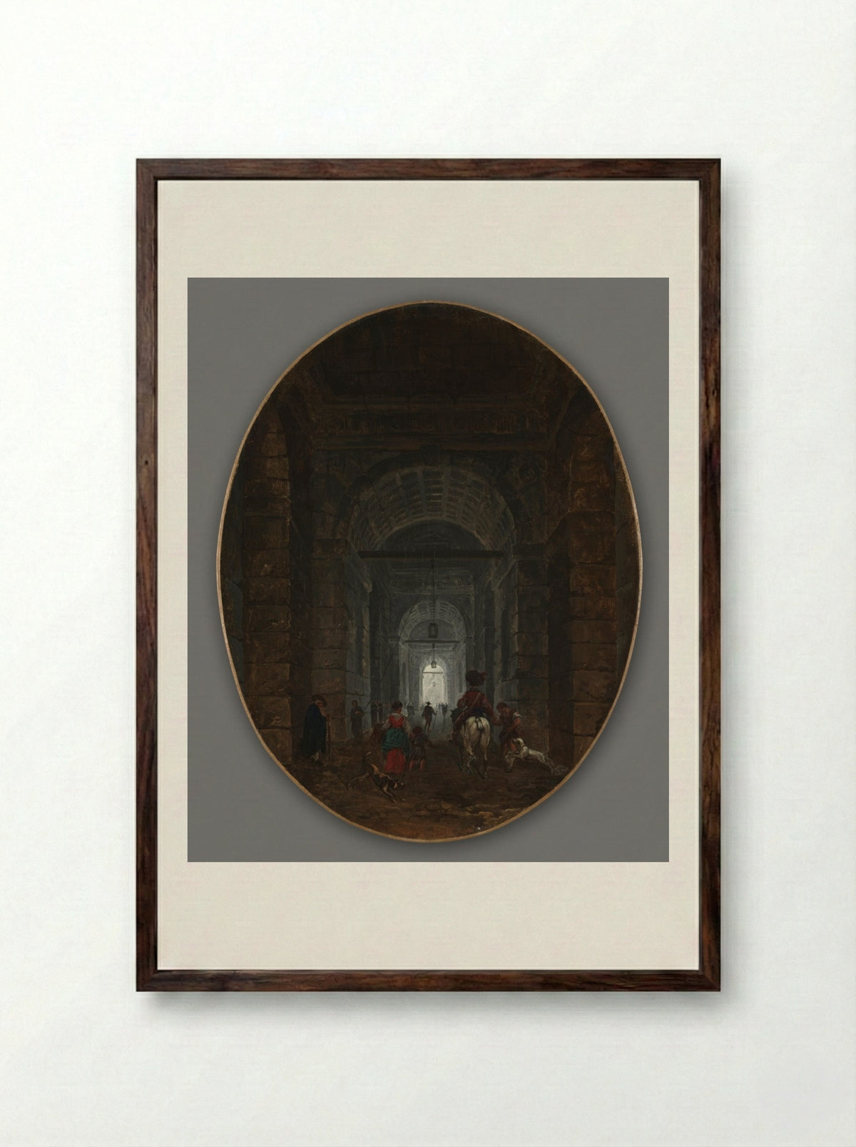 The Grotto of Posillipo - Hubert Robert - Framed Print Dark Wood