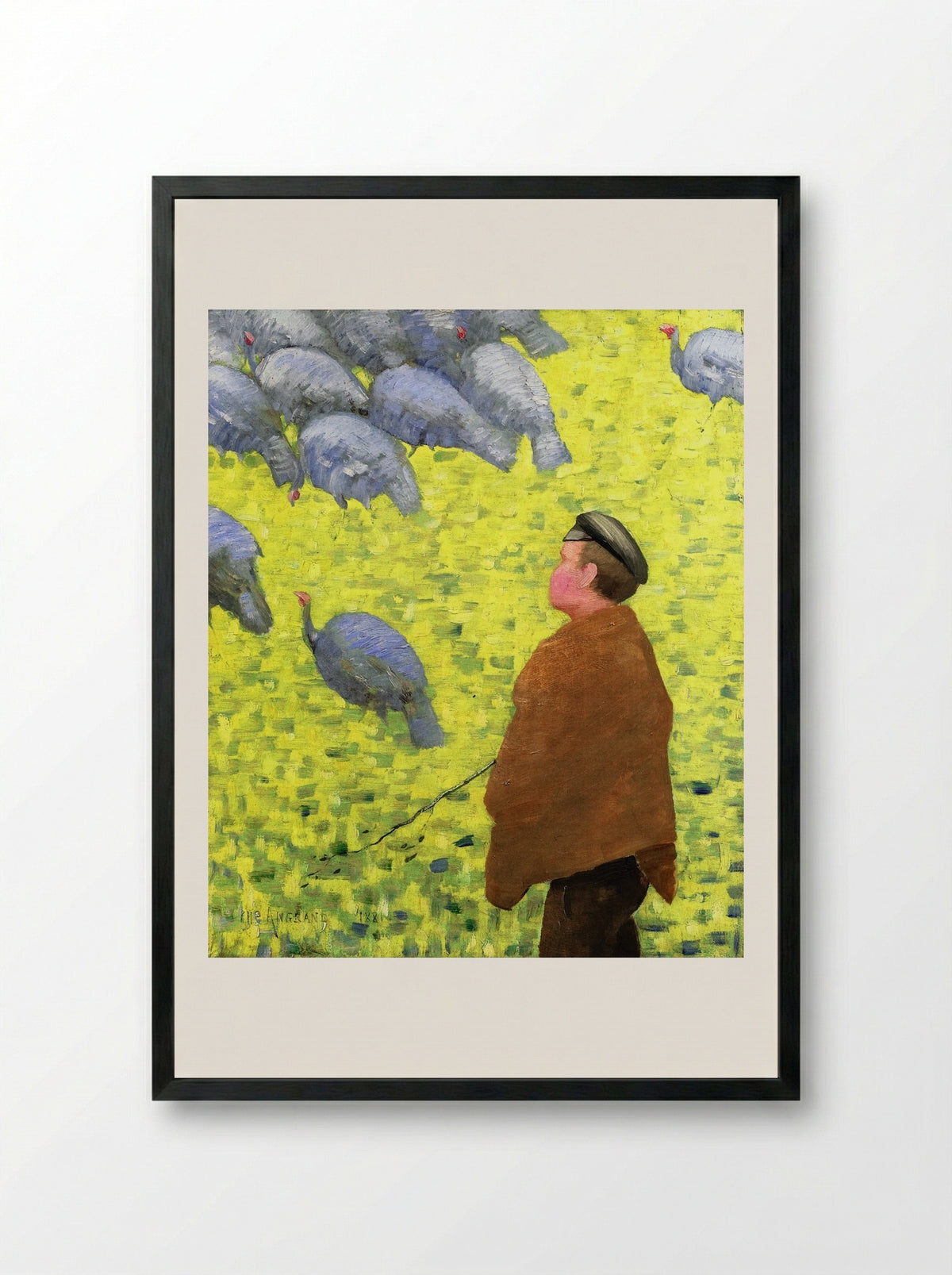 The Guardian of Turkeys - Charles Angrand - Framed Print Black