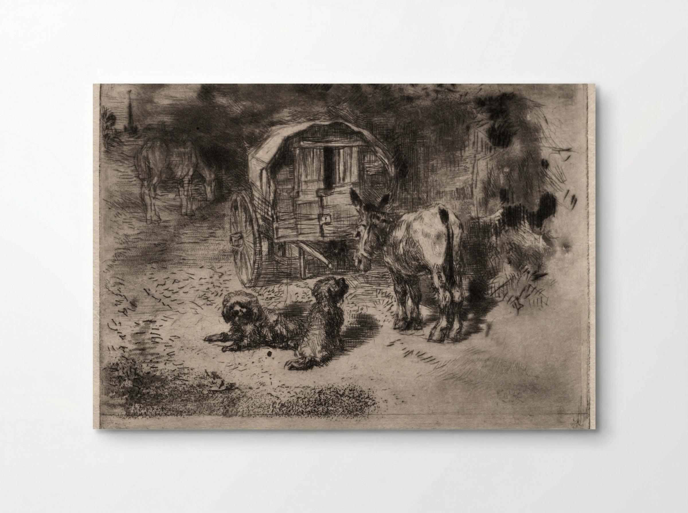 The Guardians of the House, or the Friends of the Saltimbanque - Félix Hilaire Buhot - Poster