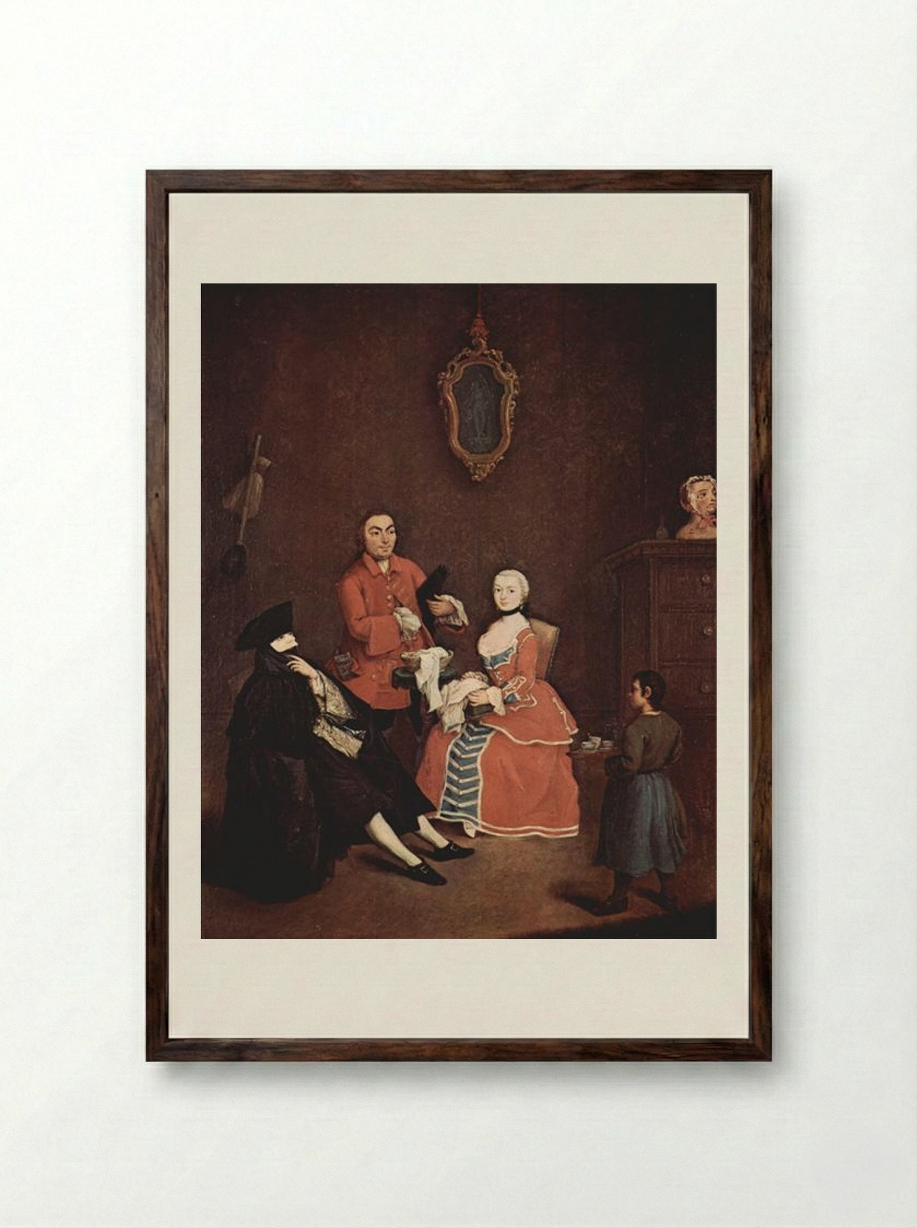 The Hairdresser - Pietro Longhi - Framed Print Dark Wood