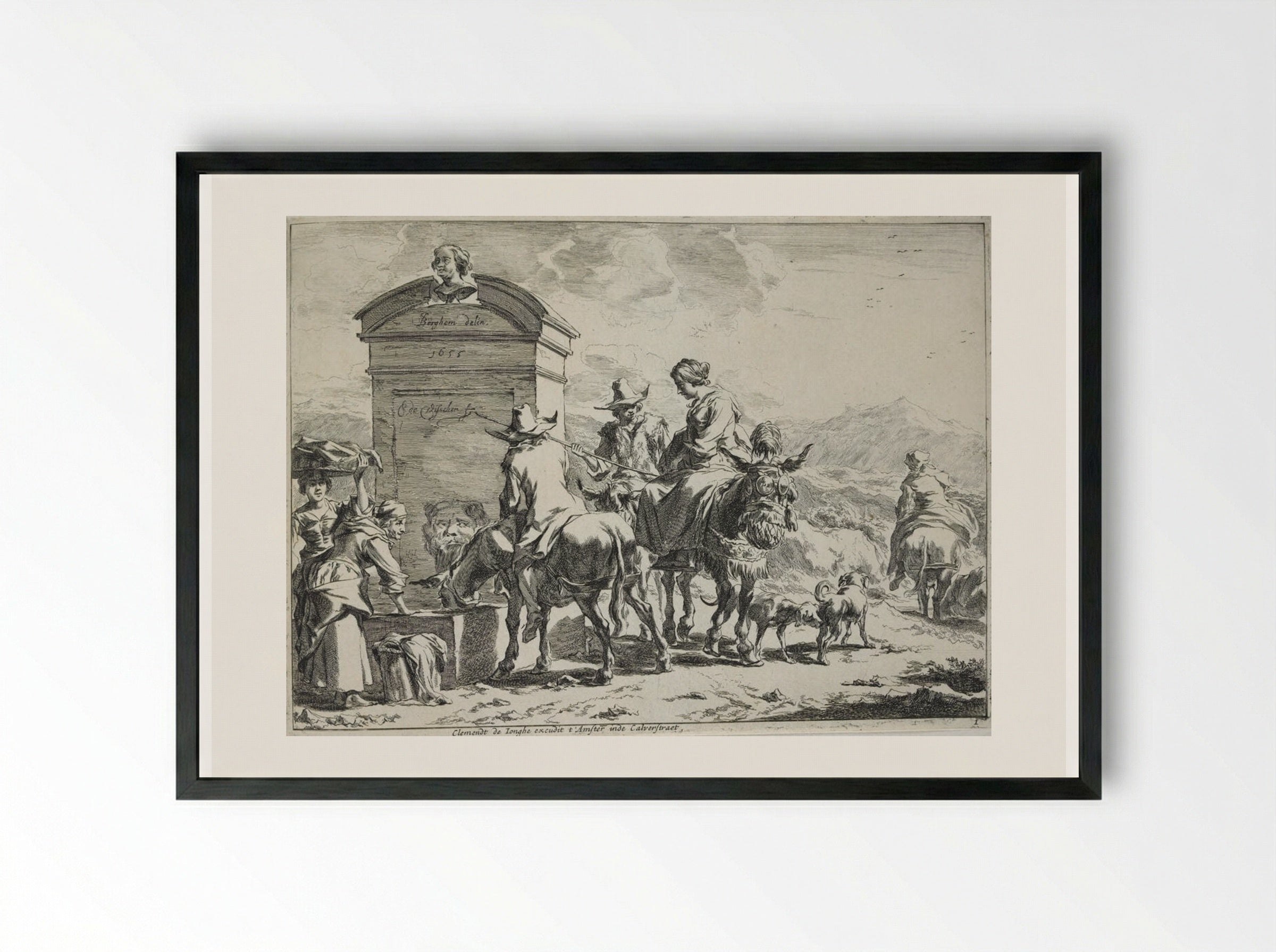 The Halting Place - Cornelis Visscher - Framed Print Black