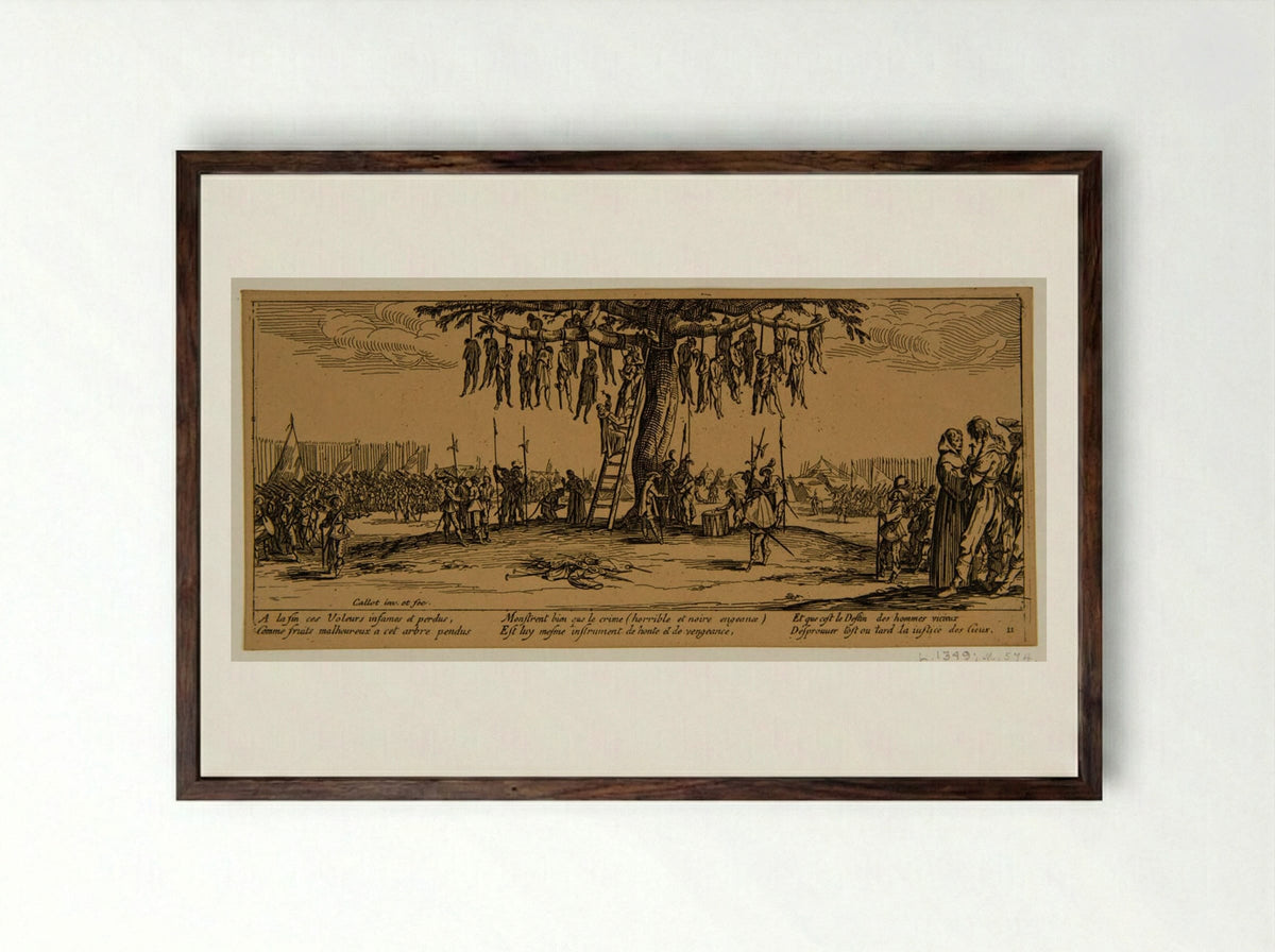 The Hanging - Jacques Callot - Framed Print Dark Wood