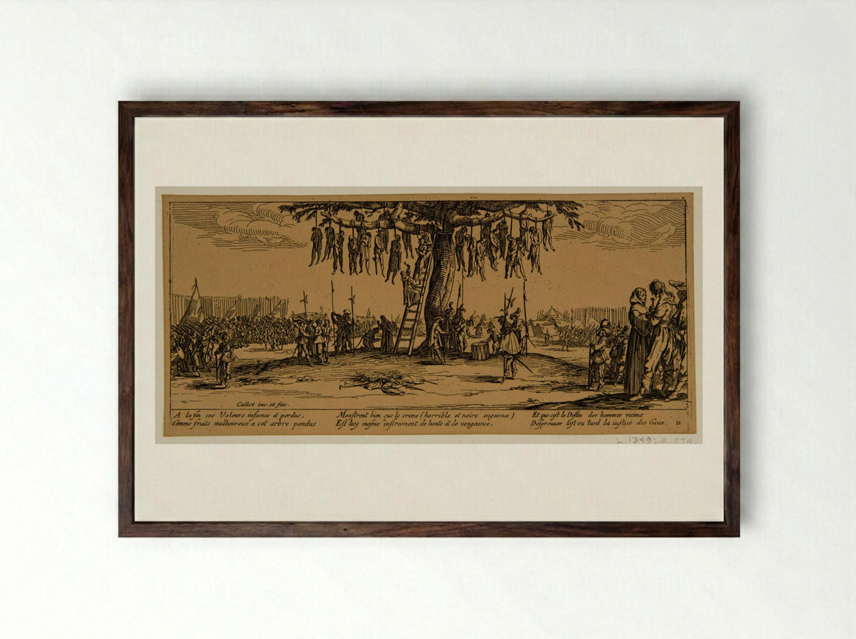 The Hanging - Jacques Callot - Framed Print Dark Wood