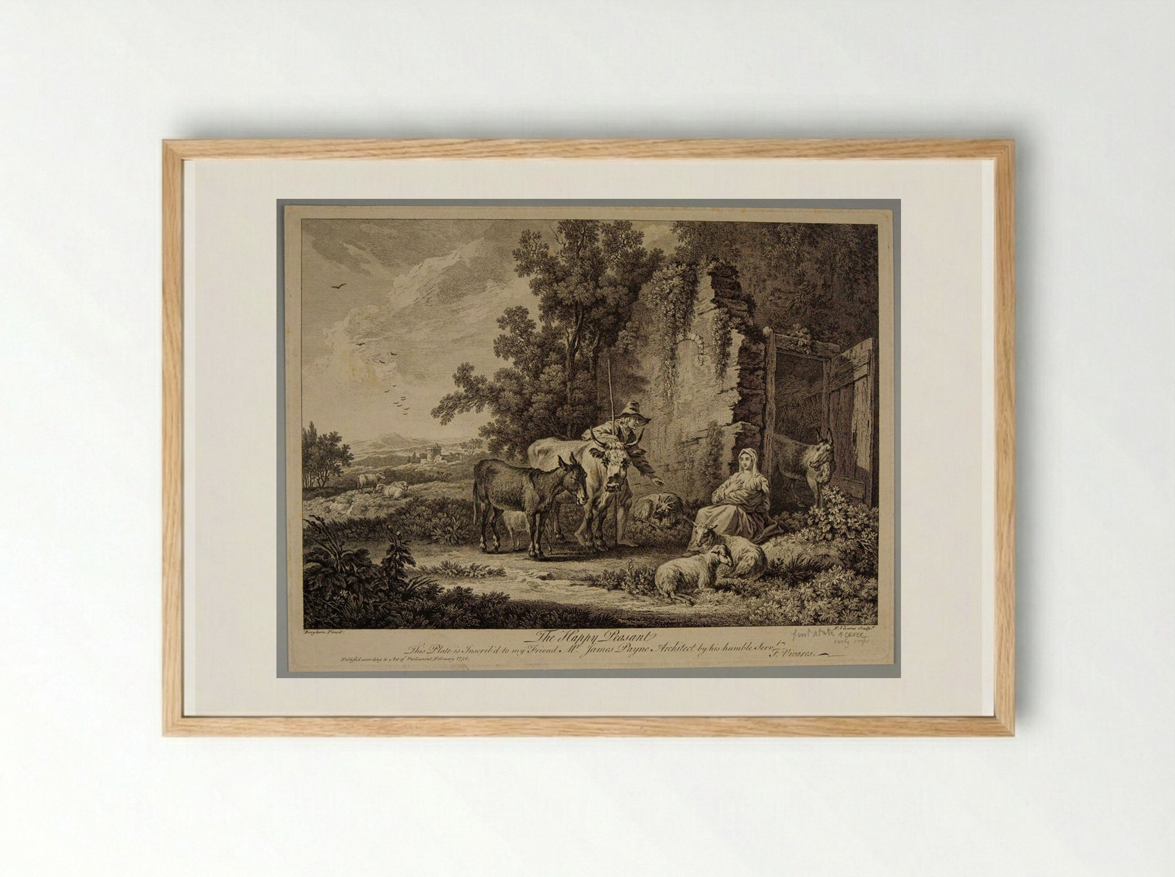The Happy Peasant - François Vivares - Framed Print Wood