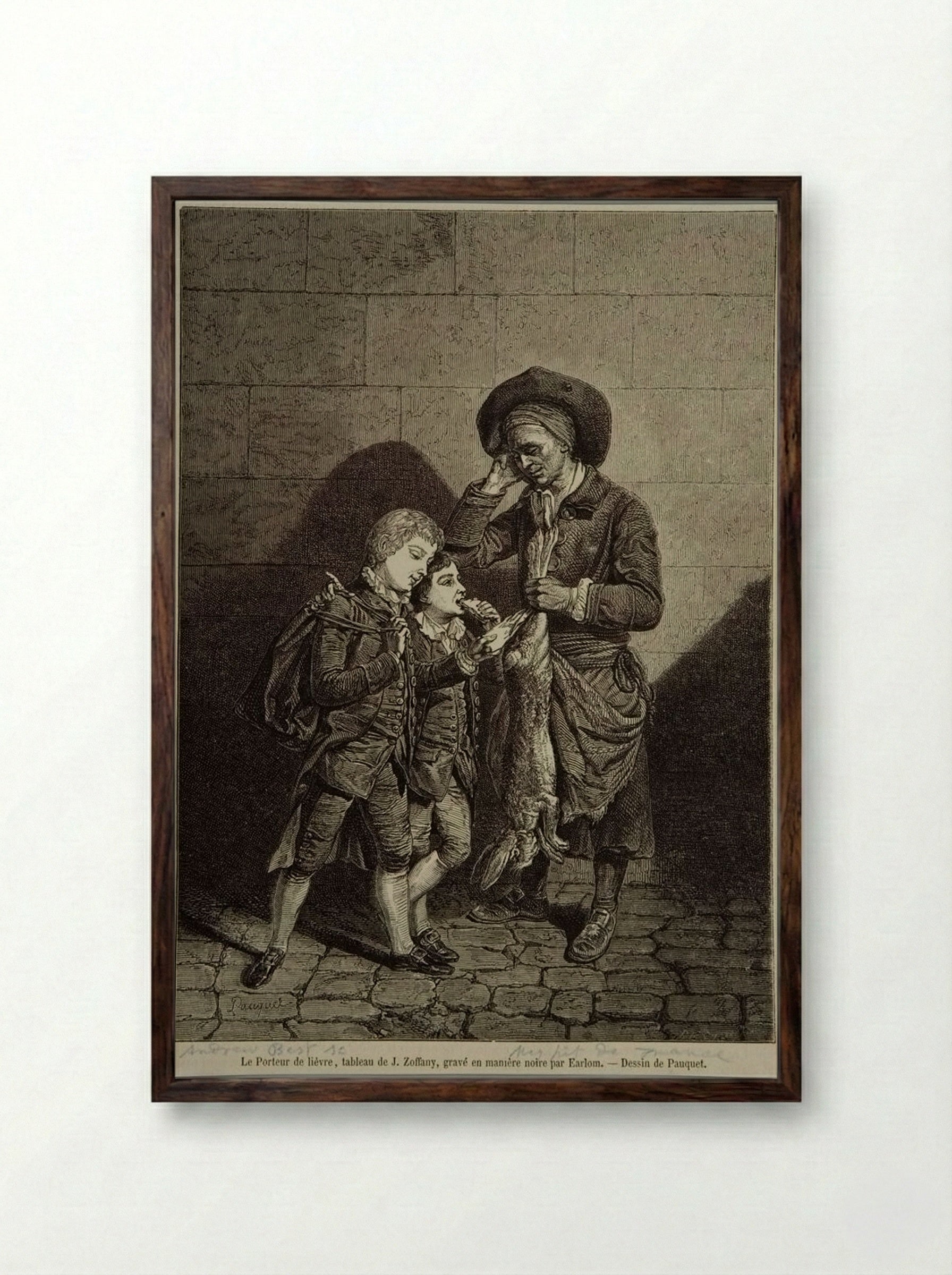 The Hare Bearer - Best et Cie - Framed Print Dark Wood