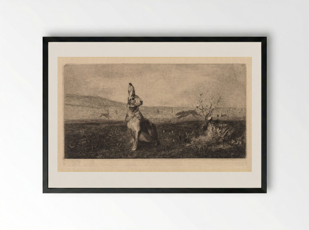 The Hare (Le Lièvre) - Albert de Balleroy - Framed Print Black