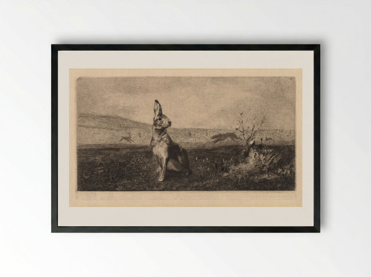 The Hare (Le Lièvre) - Albert de Balleroy - Framed Print Black