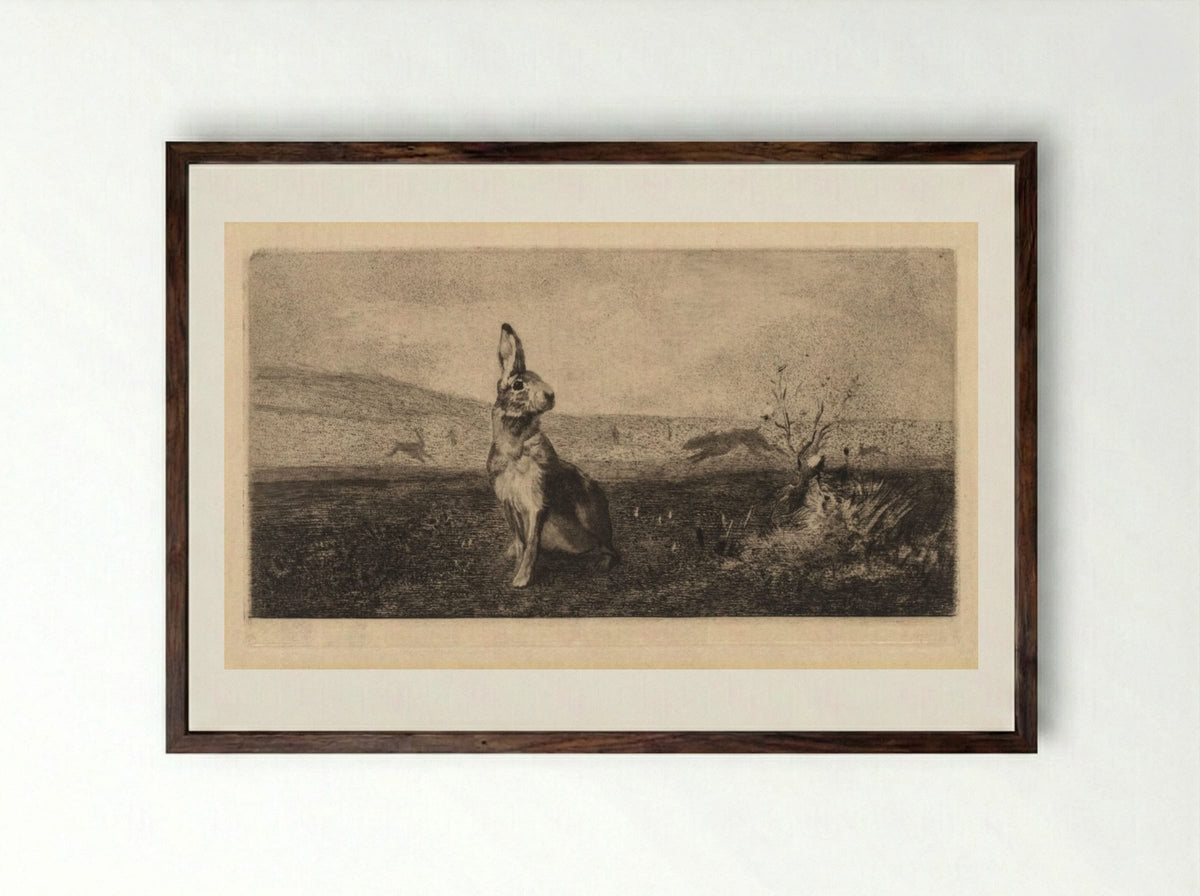 The Hare (Le Lièvre) - Albert de Balleroy - Framed Print Dark Wood