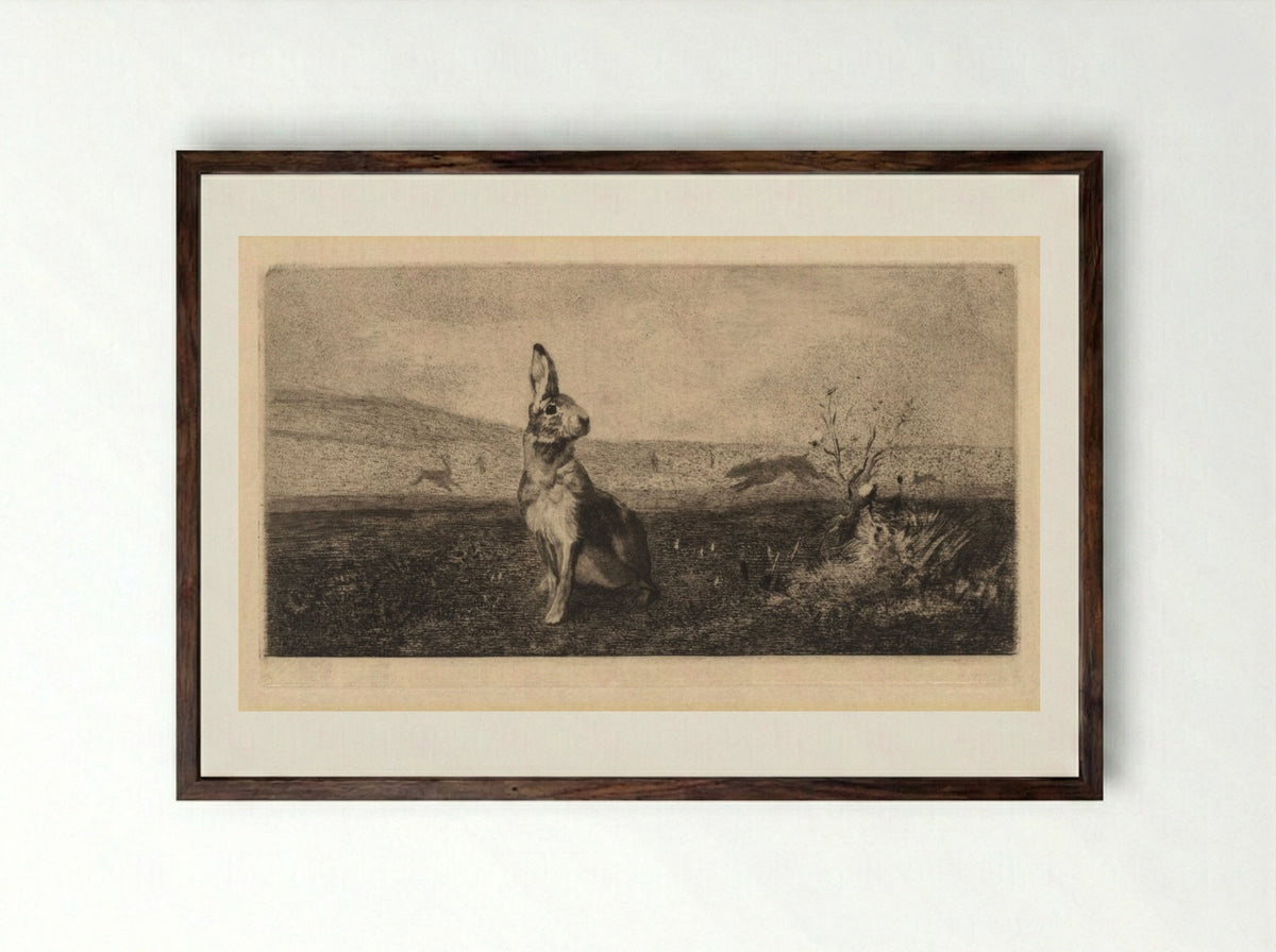 The Hare (Le Lièvre) - Albert de Balleroy - Framed Print Dark Wood