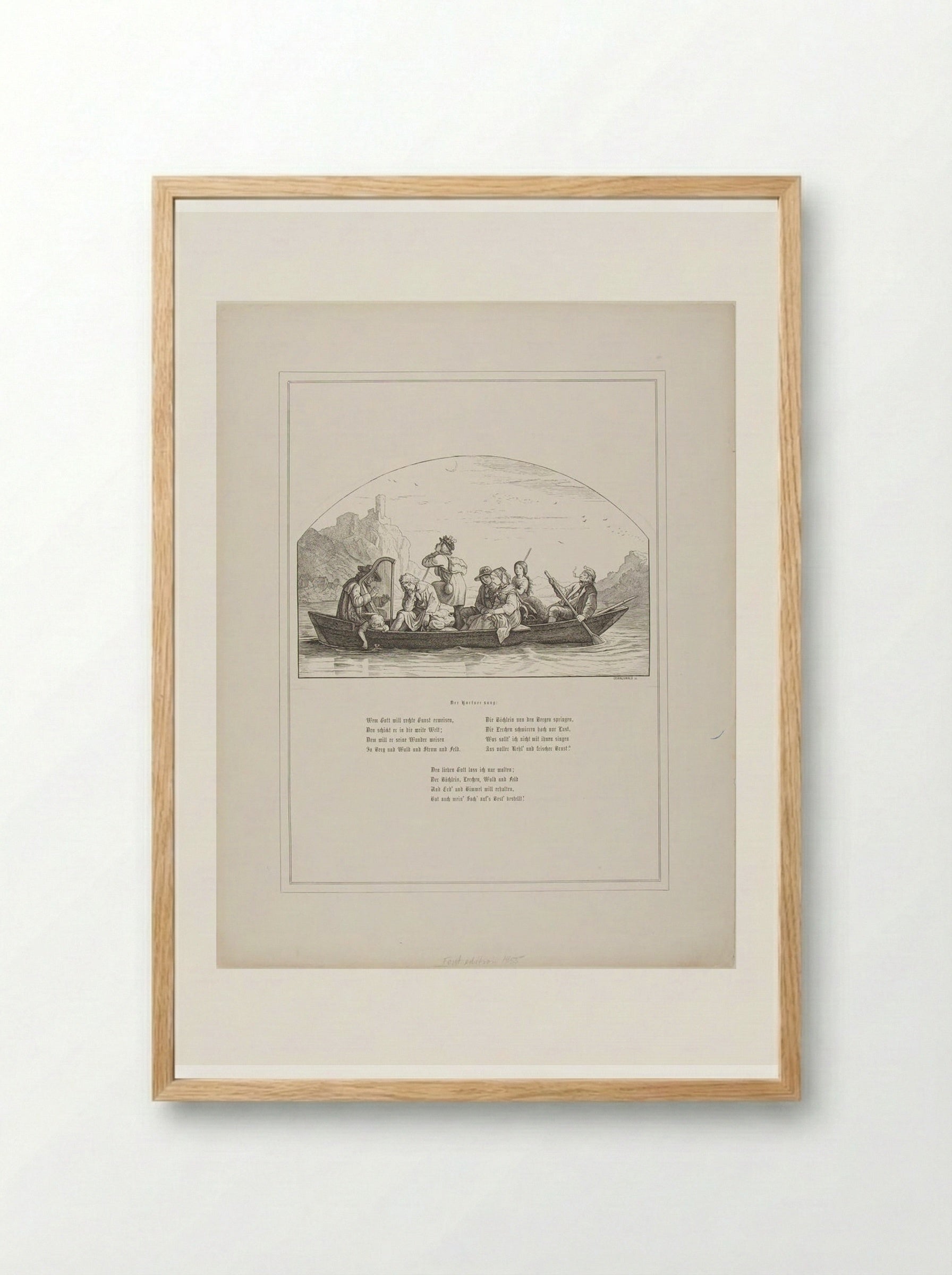 The Harpist's Song - Adrian Ludwig Richter - Framed Print Wood