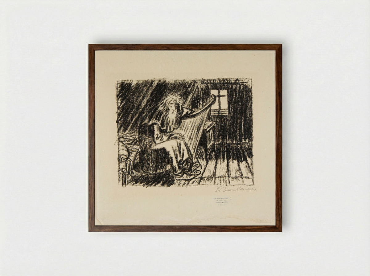 The Harpist - Ernst Barlach - Framed Print Dark Wood