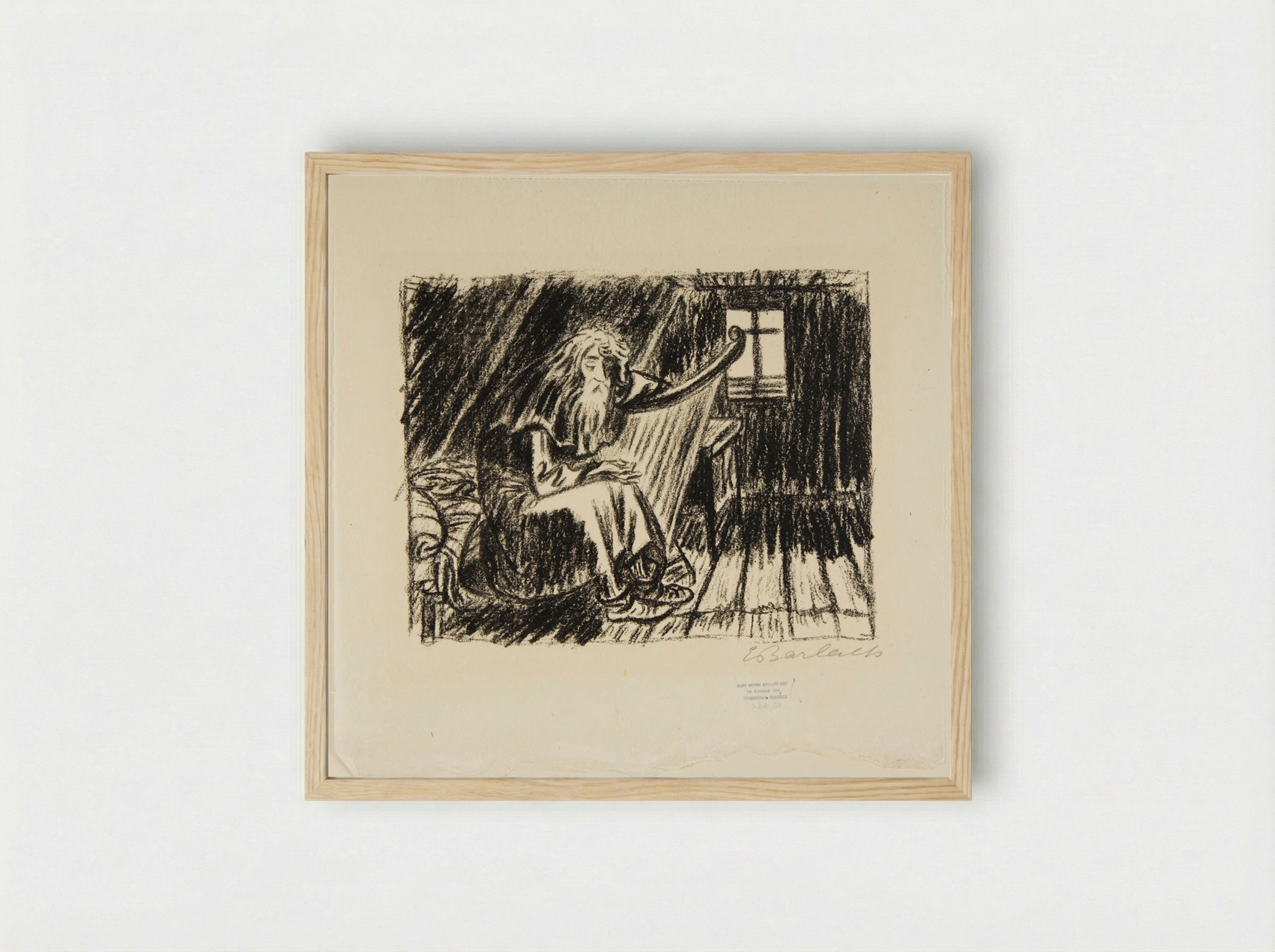 The Harpist - Ernst Barlach - Framed Print Wood