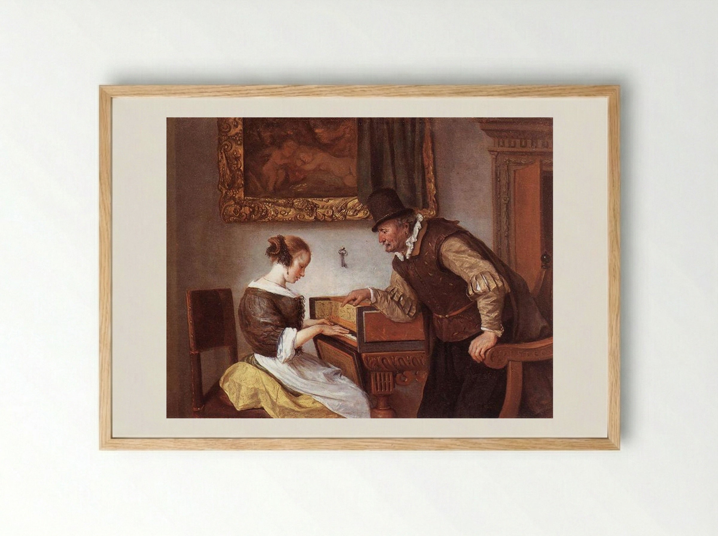 The Harpsichord Lesson - Jan Steen - Framed Print Wood