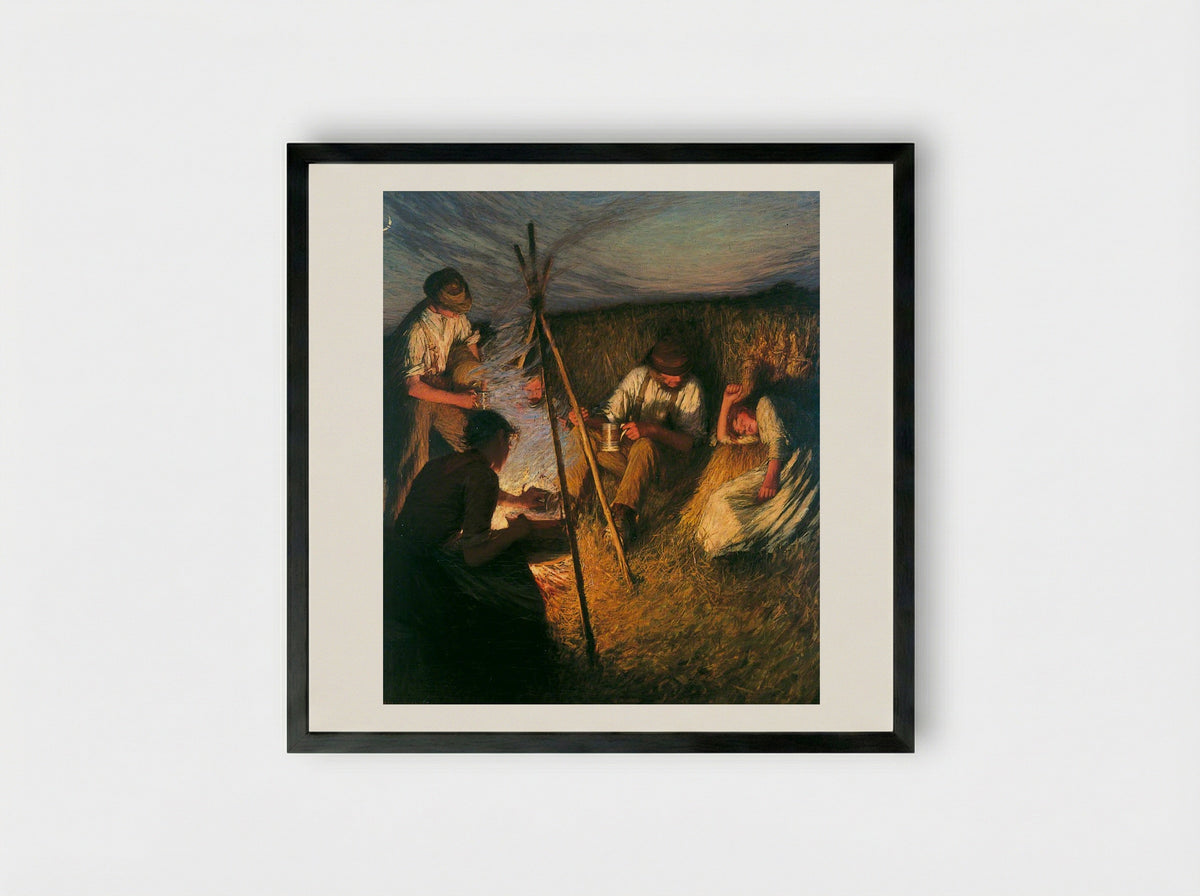 The Harvesters' Supper - Henry Herbert La Thangue - Framed Print Black