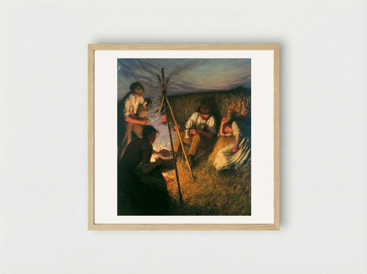 The Harvesters' Supper - Henry Herbert La Thangue - Framed Print Wood