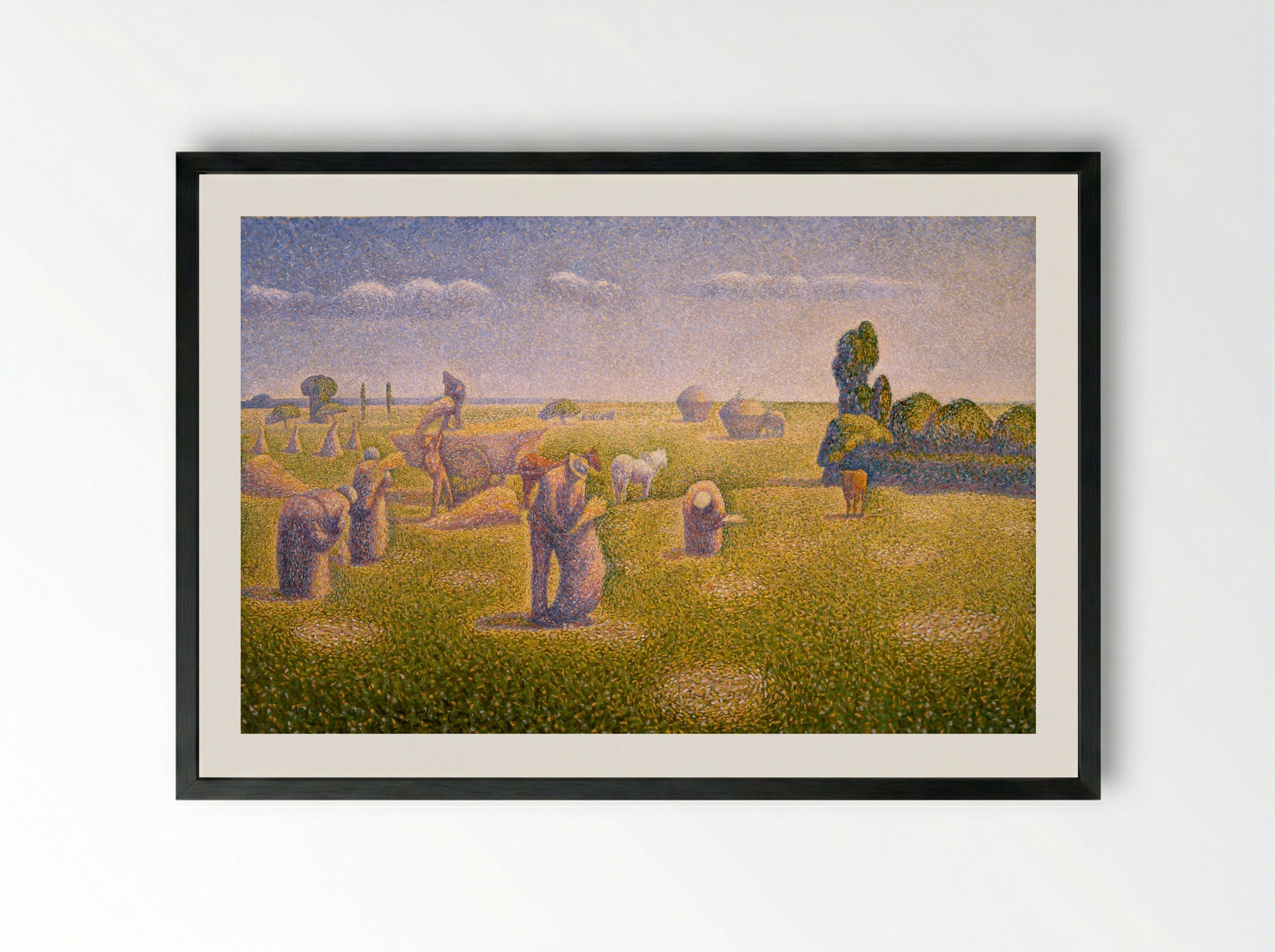 The Harvesters - Charles Angrand - Framed Print Black