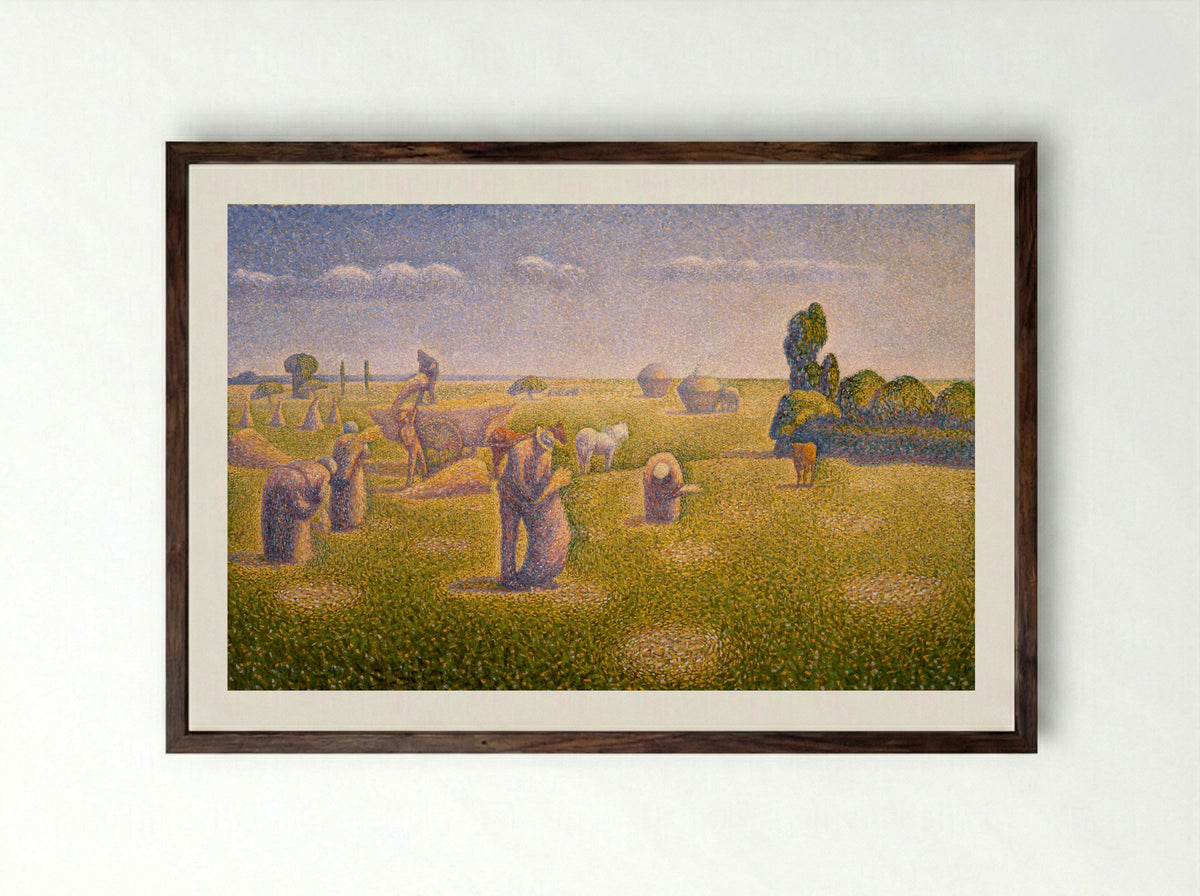 The Harvesters - Charles Angrand - Framed Print Dark Wood