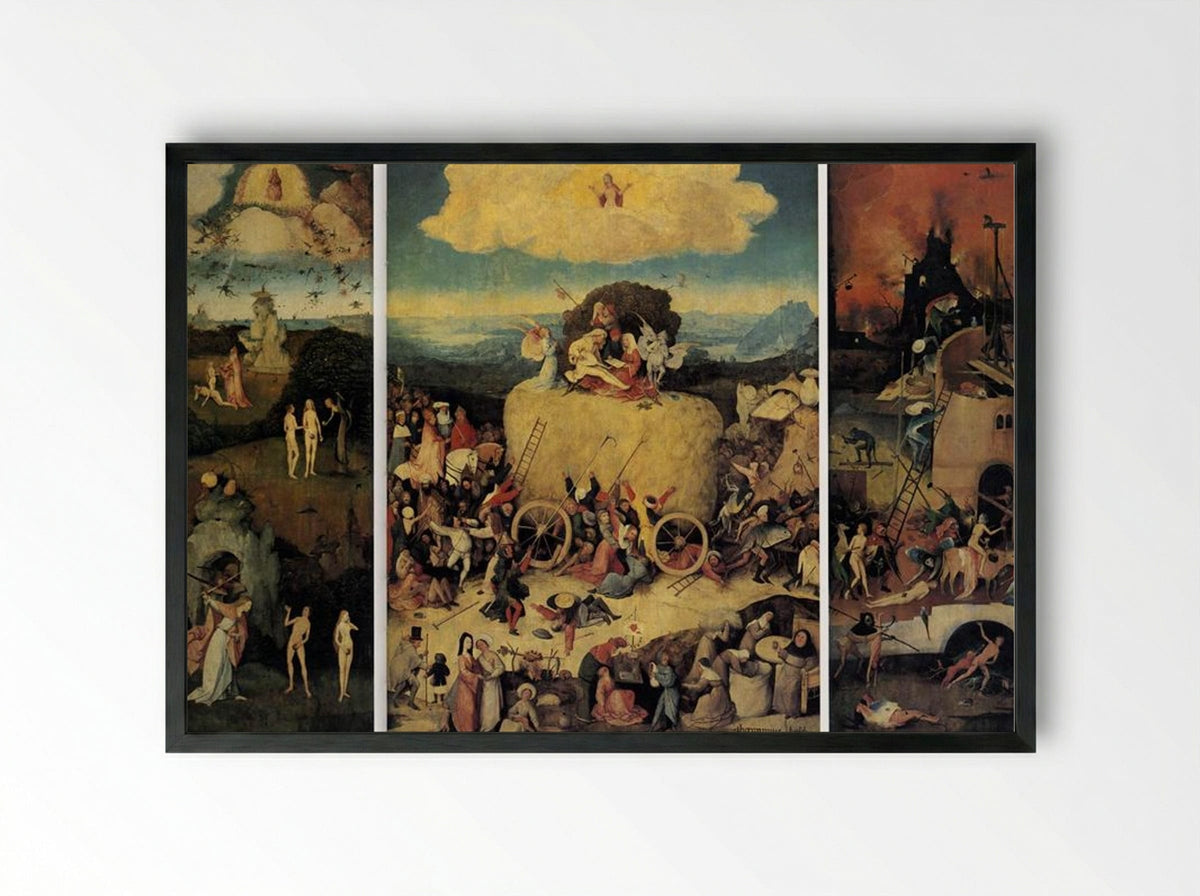 The Haywain Triptych - Hieronymus Bosch - Framed Print Black