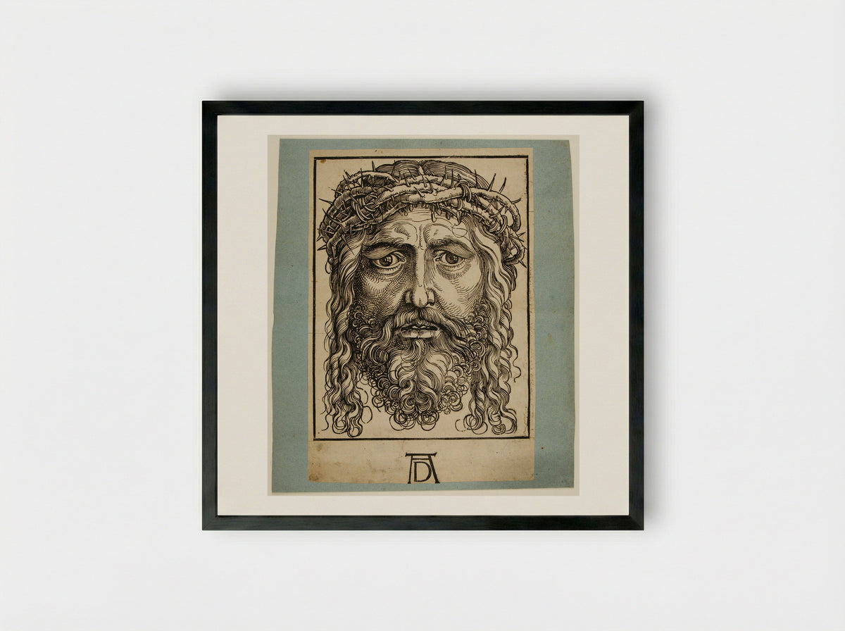 The Head of Christ Crowned with Thorns - Sebald Beham - Framed Print Black