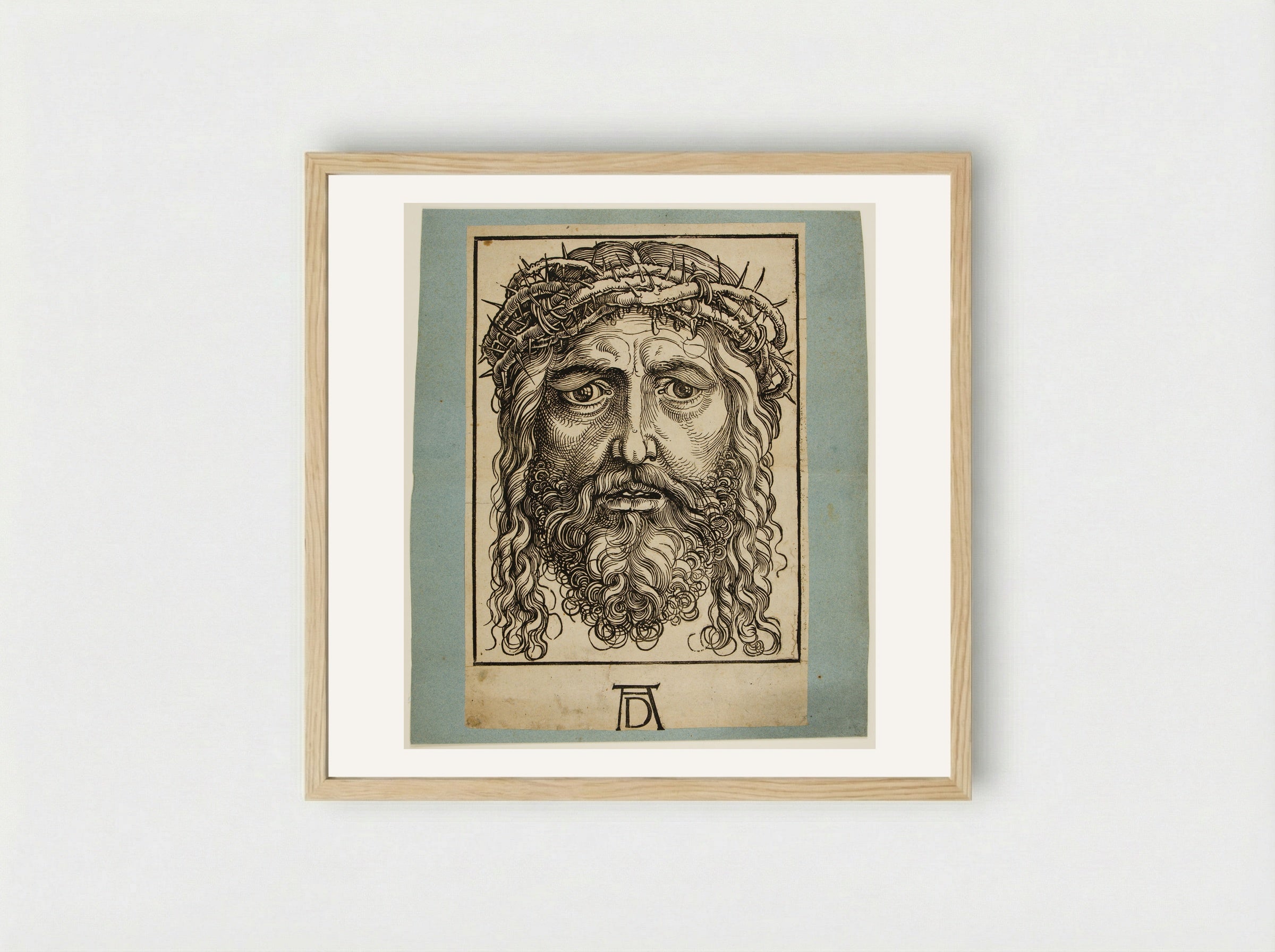 The Head of Christ Crowned with Thorns - Sebald Beham - Framed Print Wood