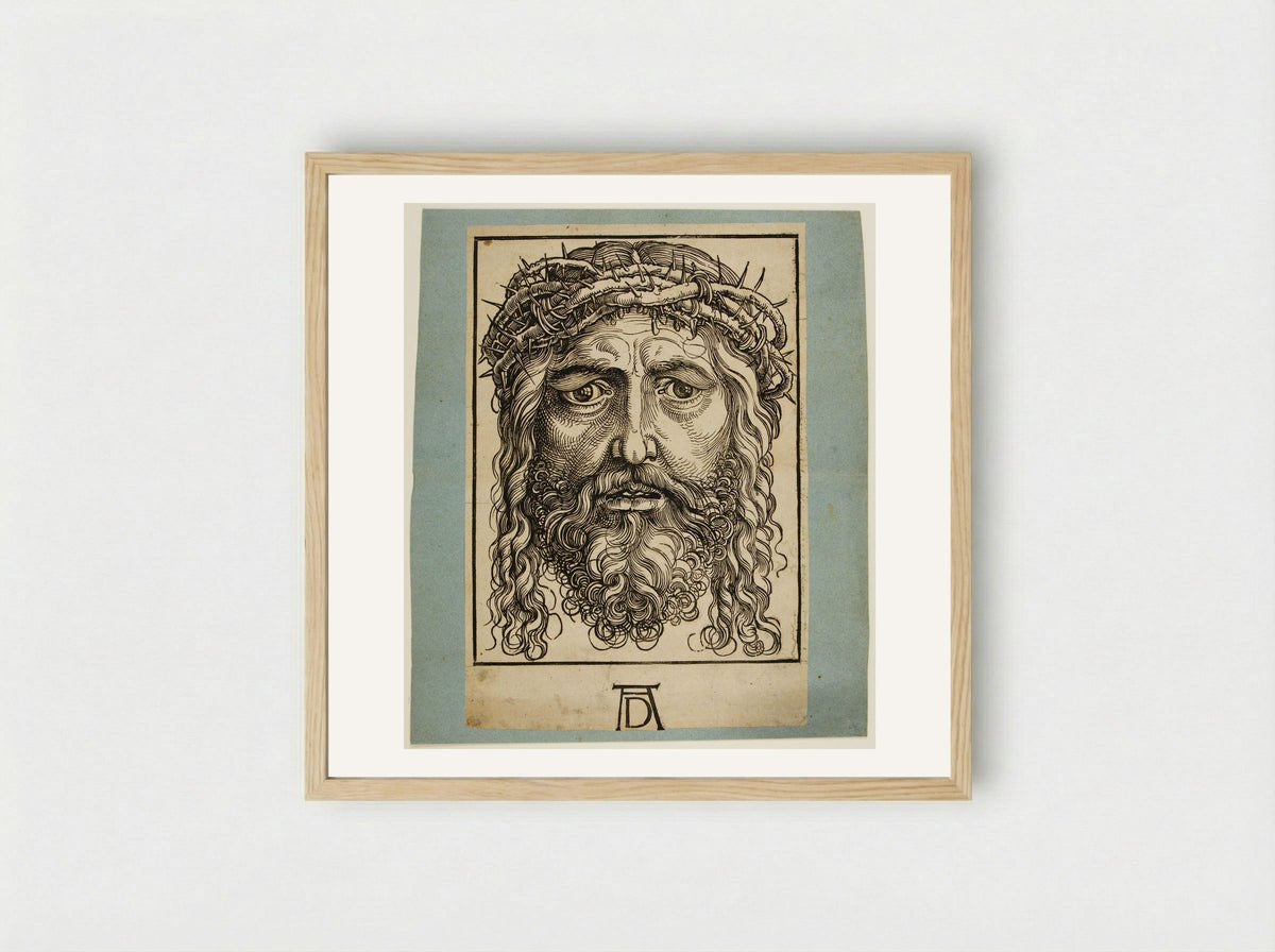 The Head of Christ Crowned with Thorns - Sebald Beham - Framed Print Wood