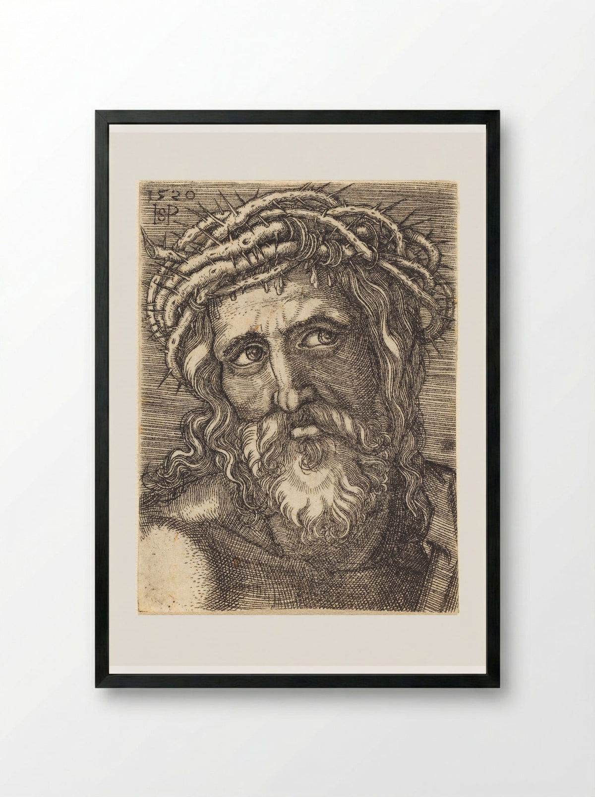 The Head of Christ - Sebald Beham - Framed Print Black
