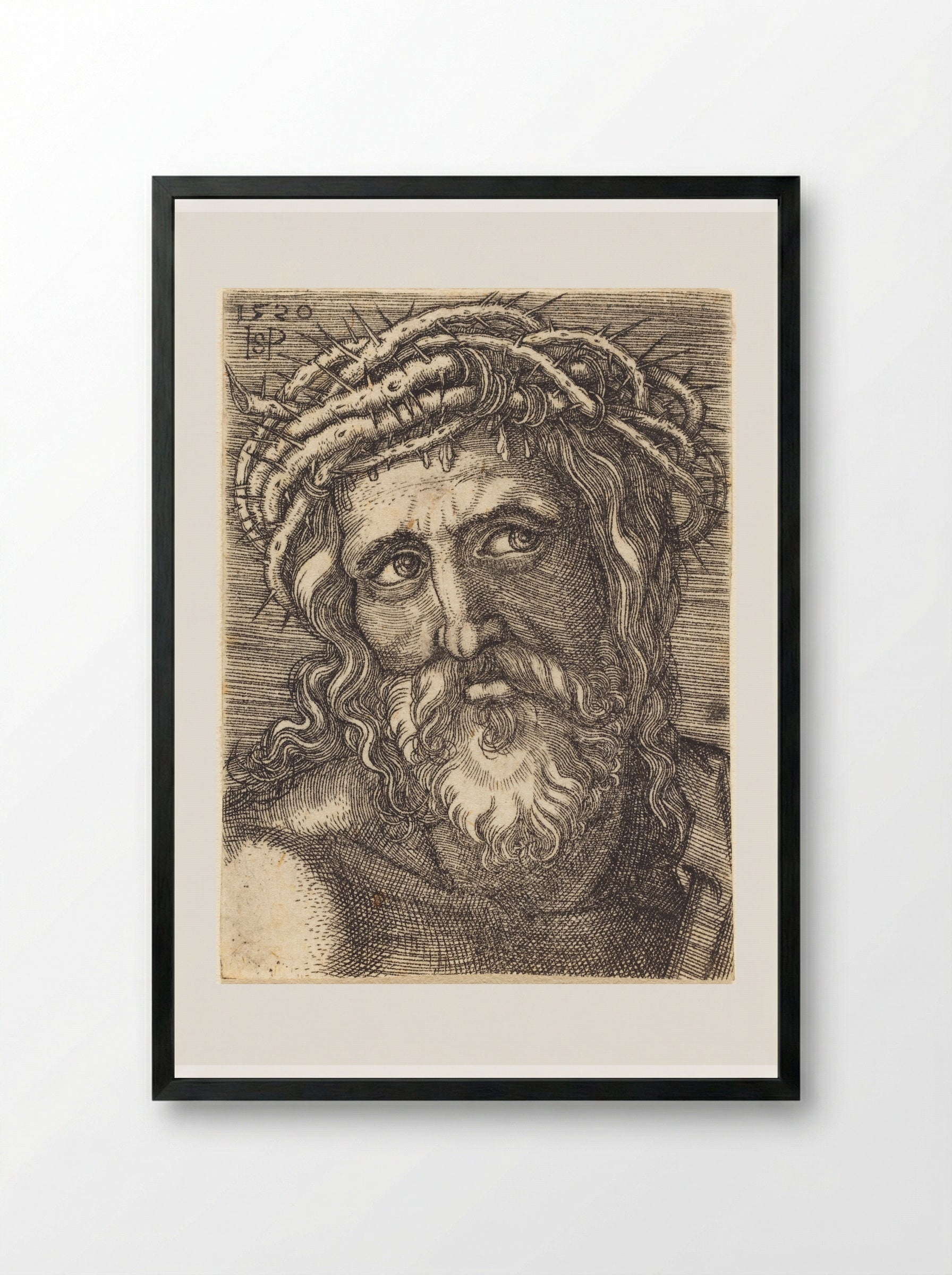 The Head of Christ - Sebald Beham - Framed Print Black