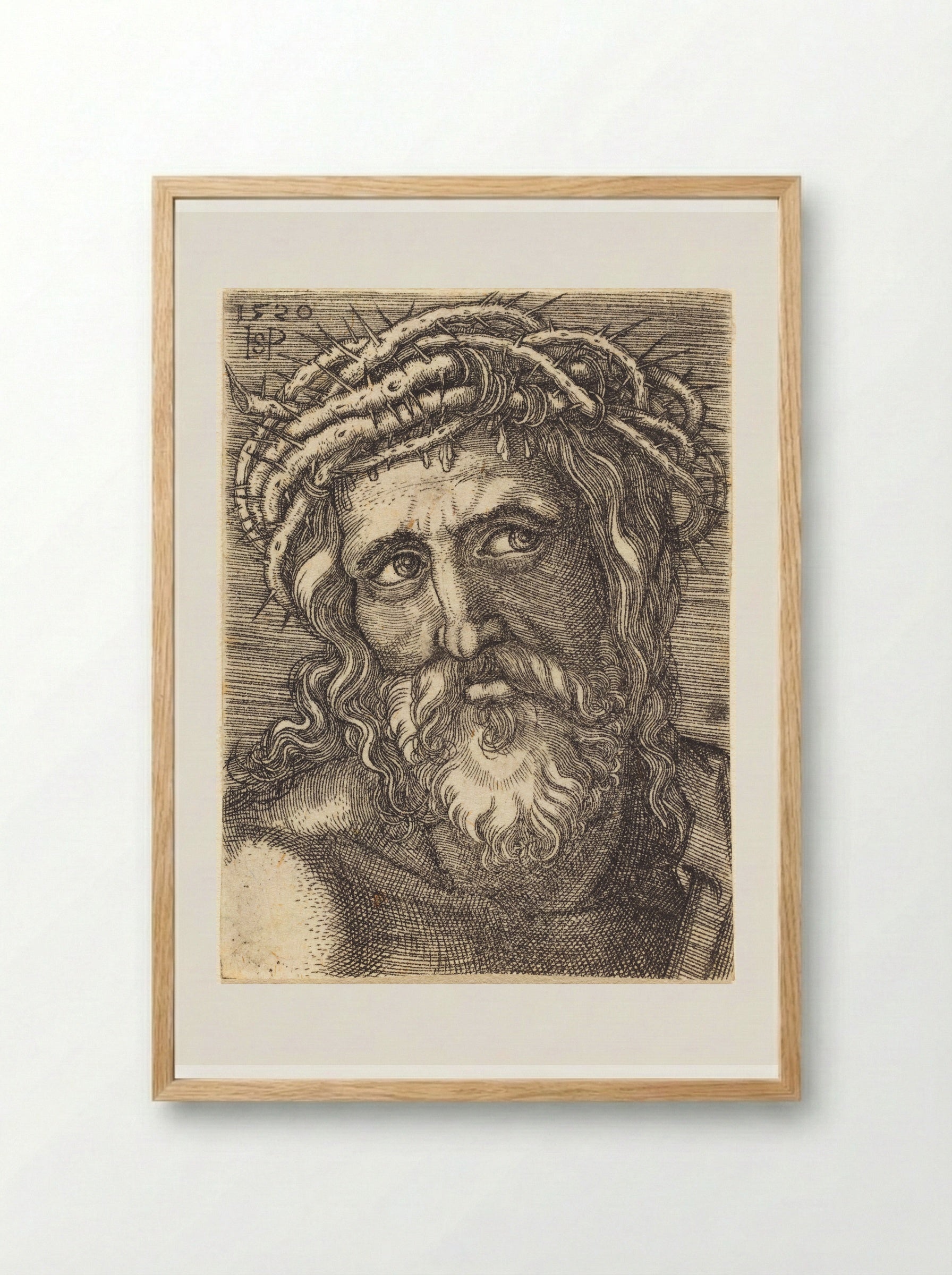 The Head of Christ - Sebald Beham - Framed Print Wood