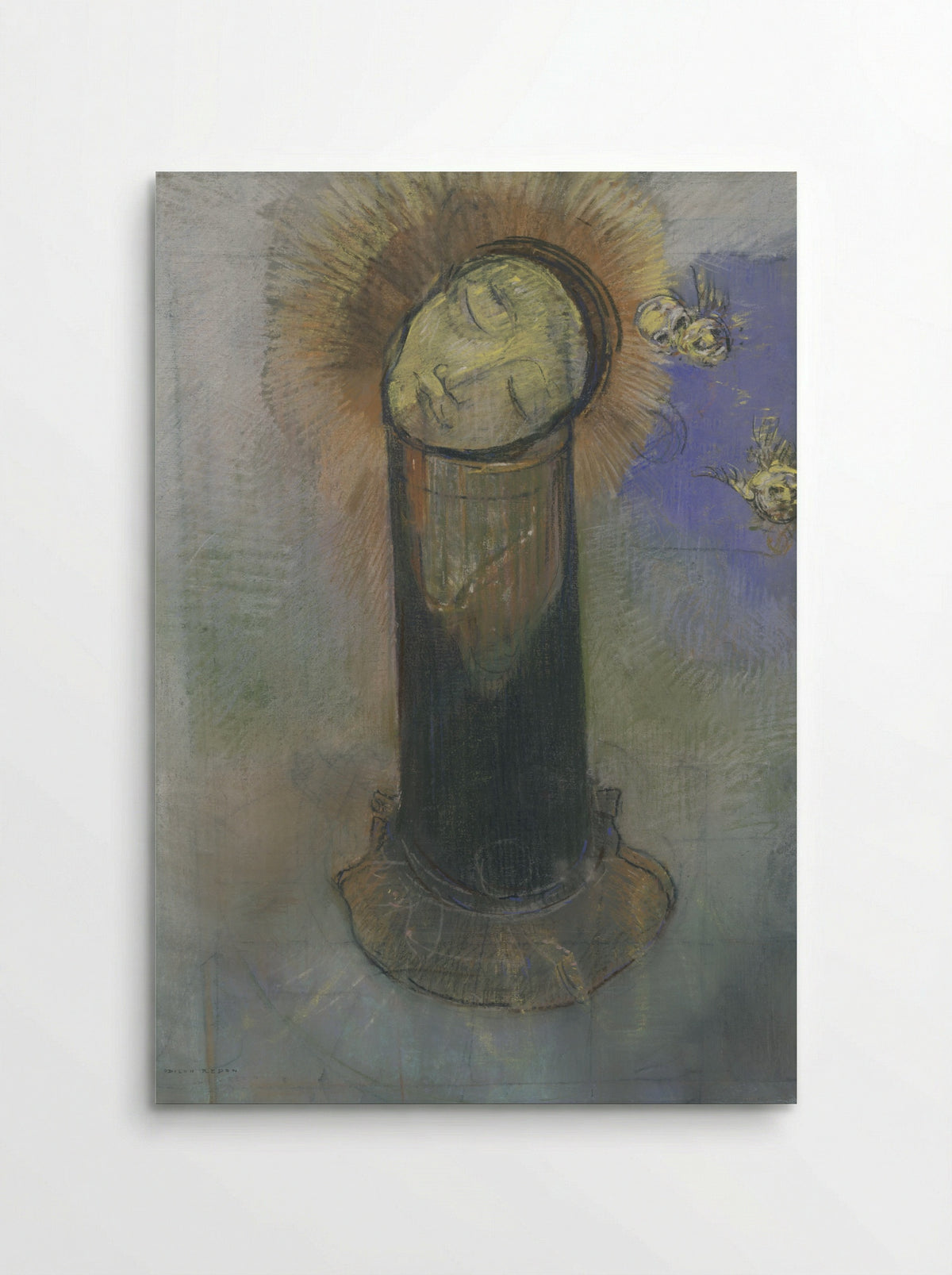 The Head of Saint John the Baptist on a Pillar - Odilon Redon - Poster
