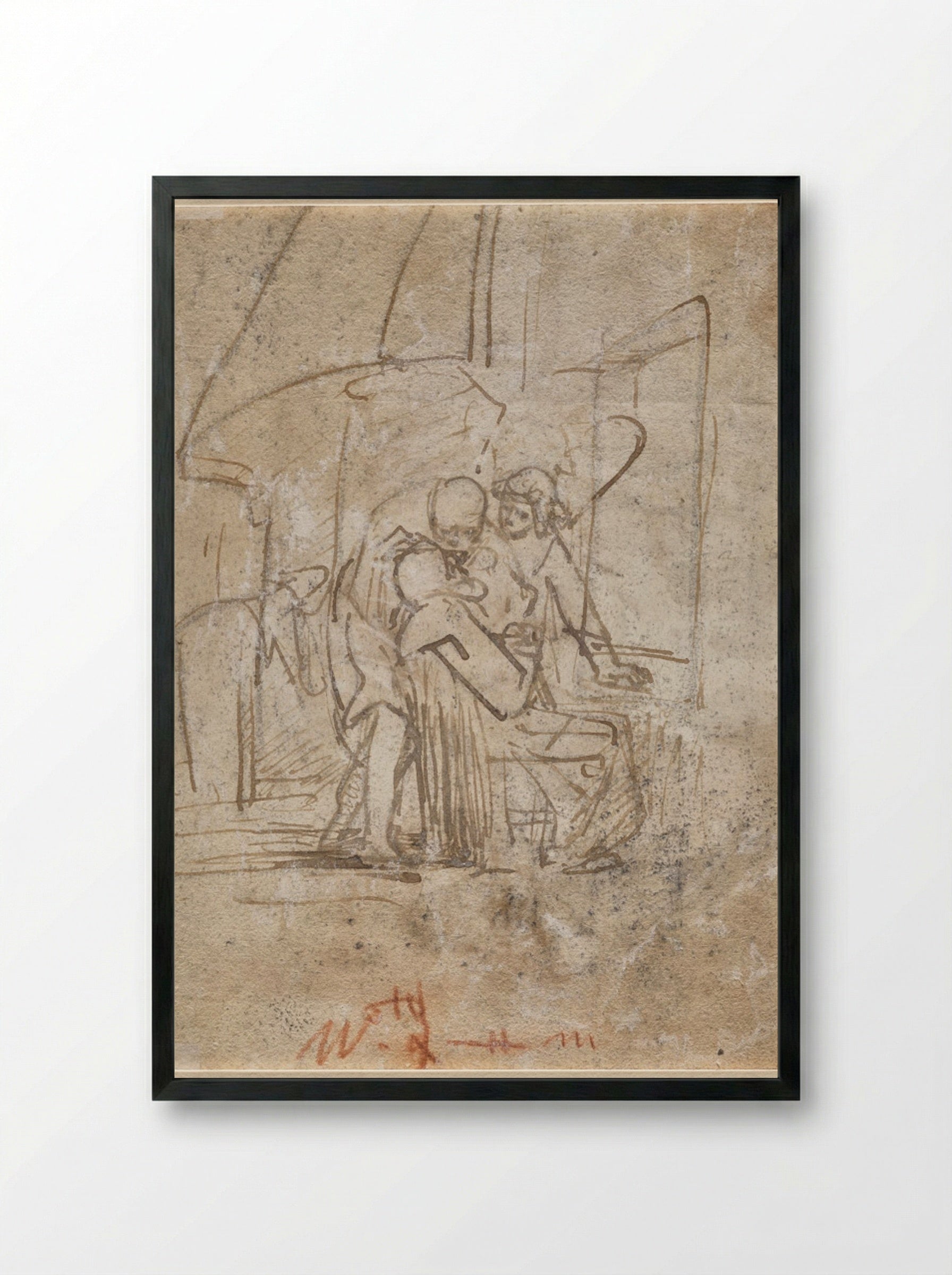 The Healing of Tobit (verso) - Ferdinand Bol - Framed Print Black
