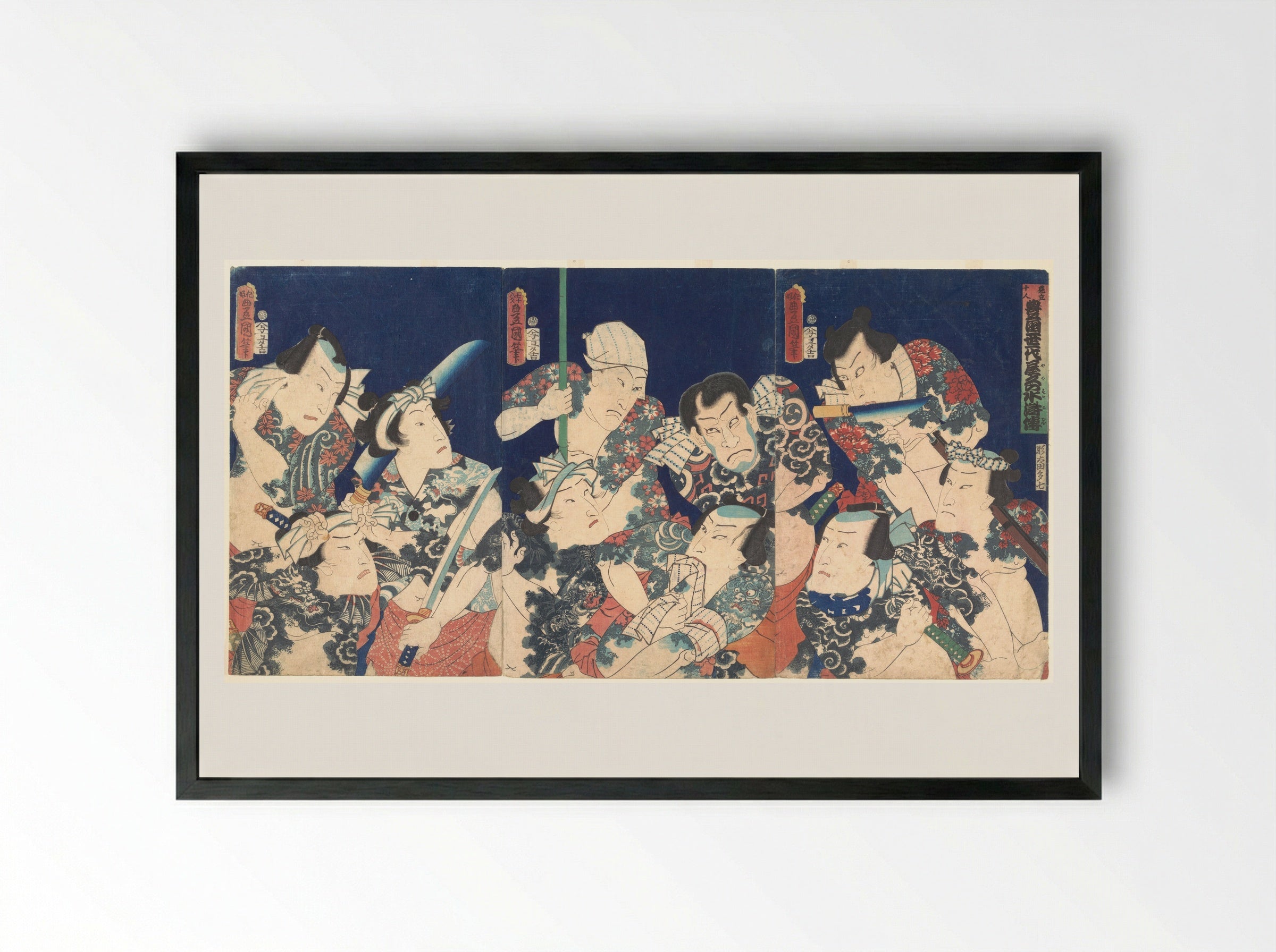 The Heroes of the Suikoden - Utagawa Kunisada - Framed Print Black