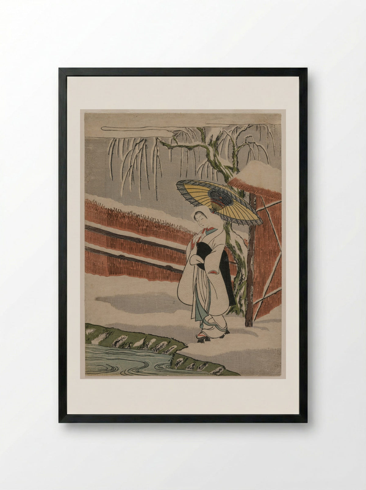 The Heron Maiden - Suzuki Harunobu - Framed Print Black