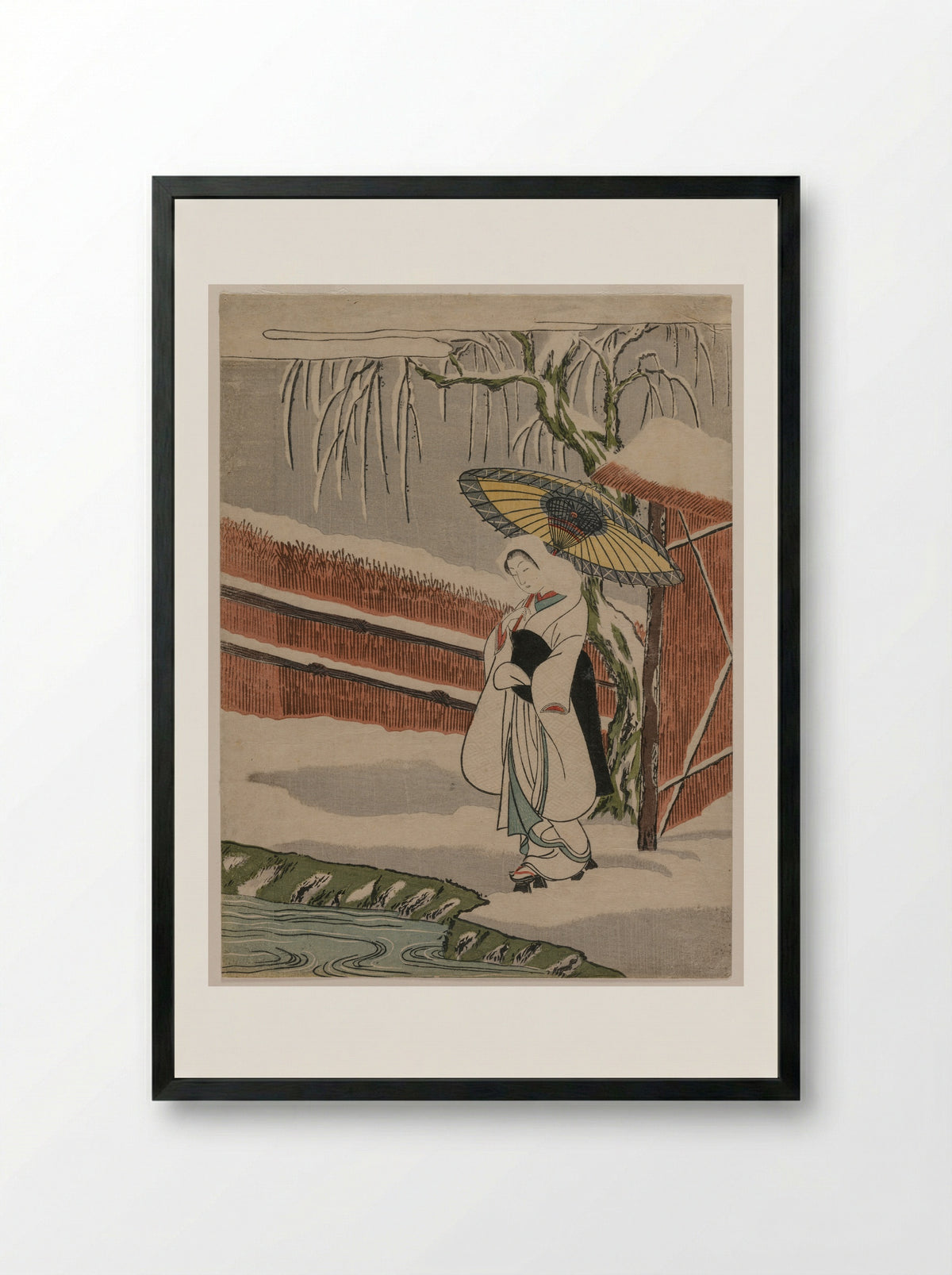 The Heron Maiden - Suzuki Harunobu - Framed Print Black
